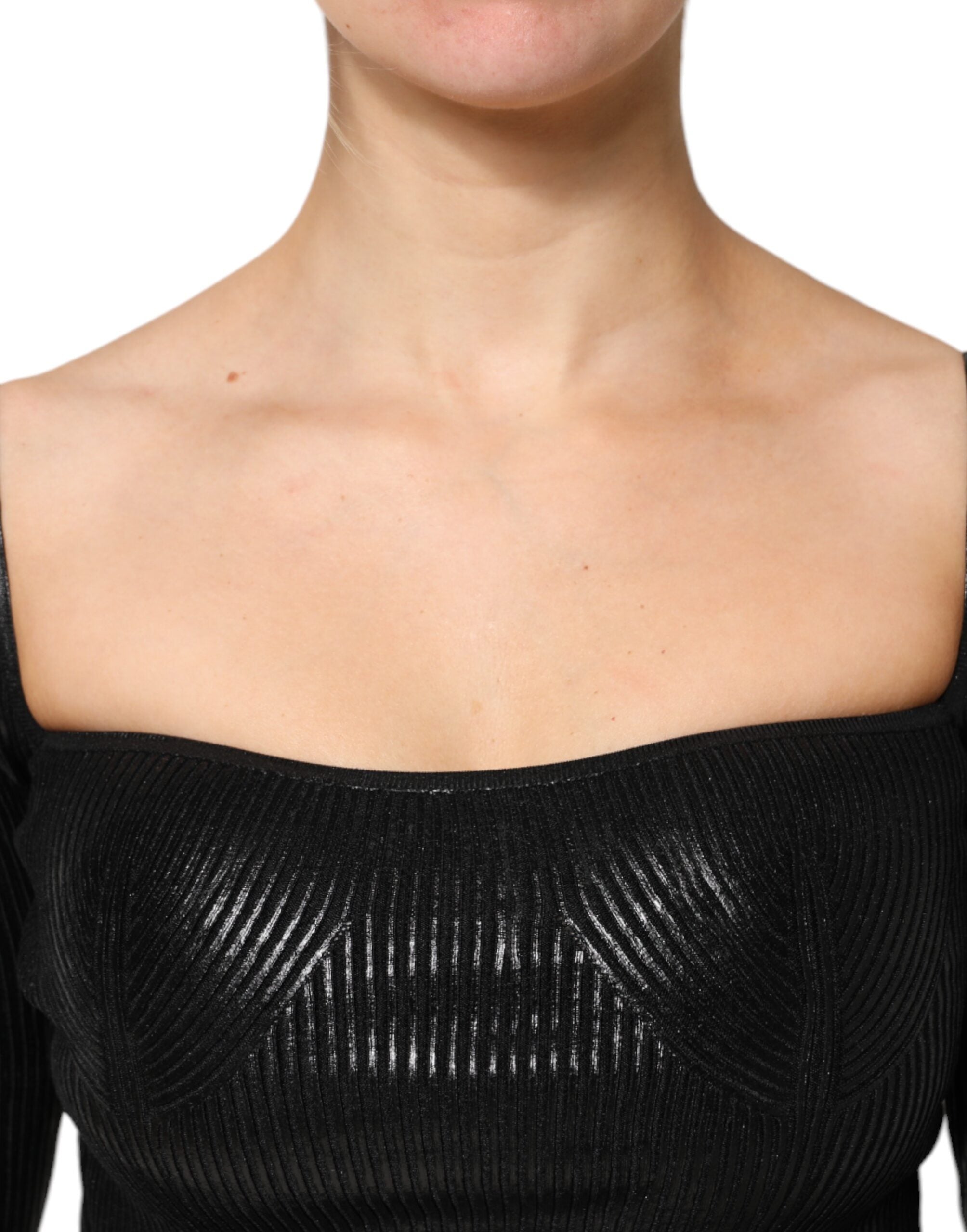 Dolce & Gabbana Black Viscose Long Sleeves Fitted Blouse Top Dolce & Gabbana
