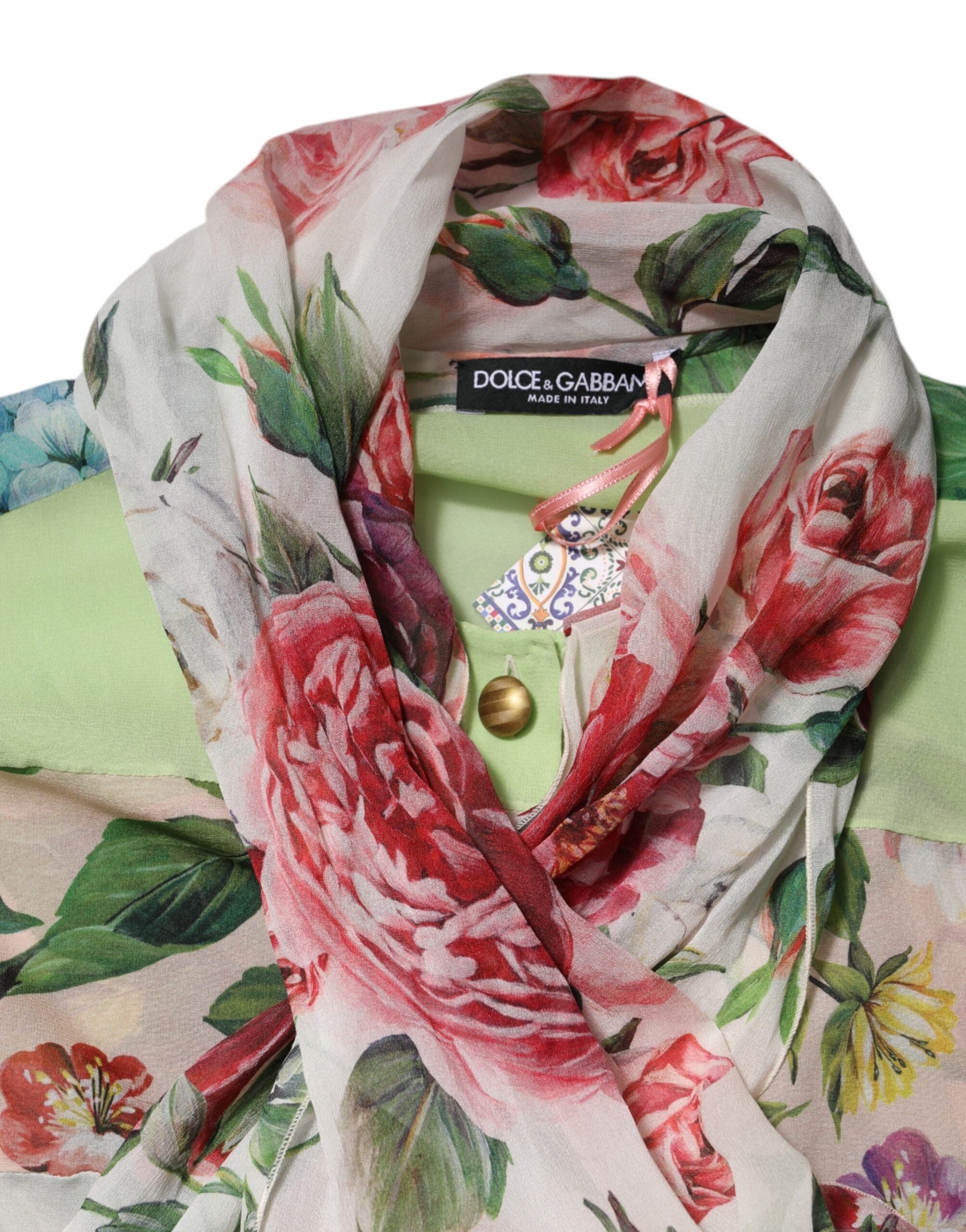 Dolce & Gabbana Multicolor Floral Patchwork Long Sleeves Top Dolce & Gabbana