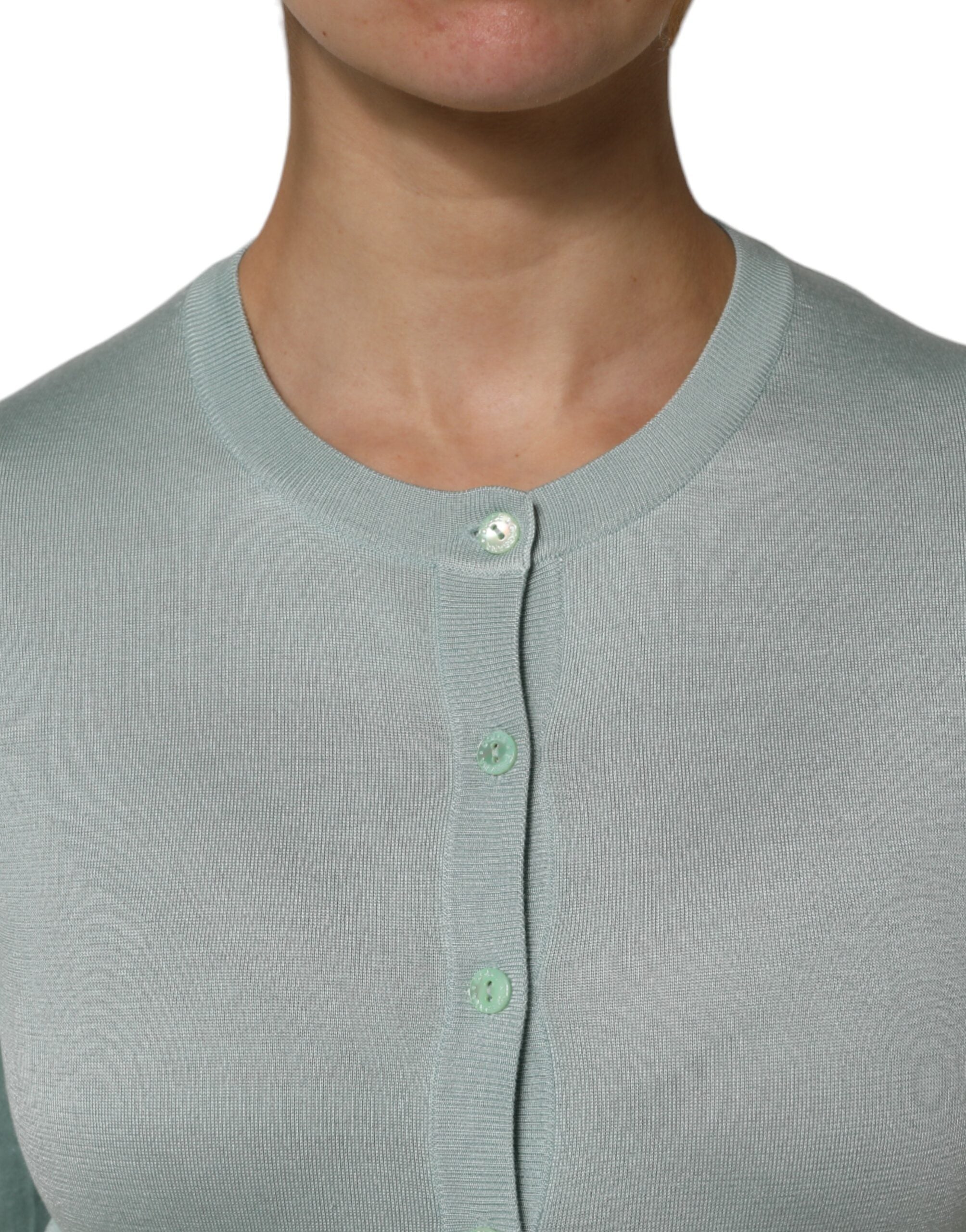 Dolce & Gabbana Light Green Silk Button Down Cardigan Sweater Dolce & Gabbana
