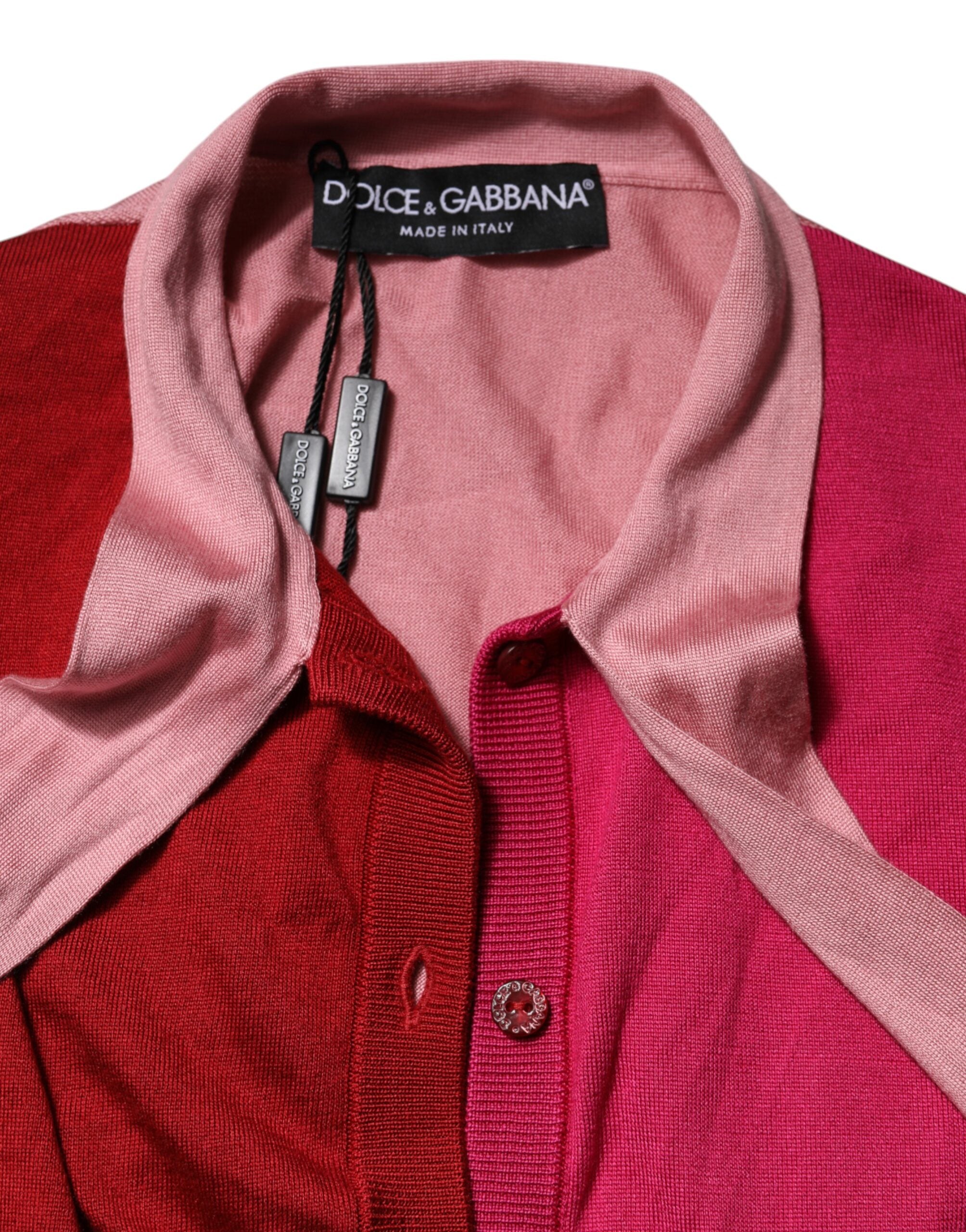 Dolce & Gabbana Pink Short Sleeves Buttoned Ascot Collar Top Dolce & Gabbana