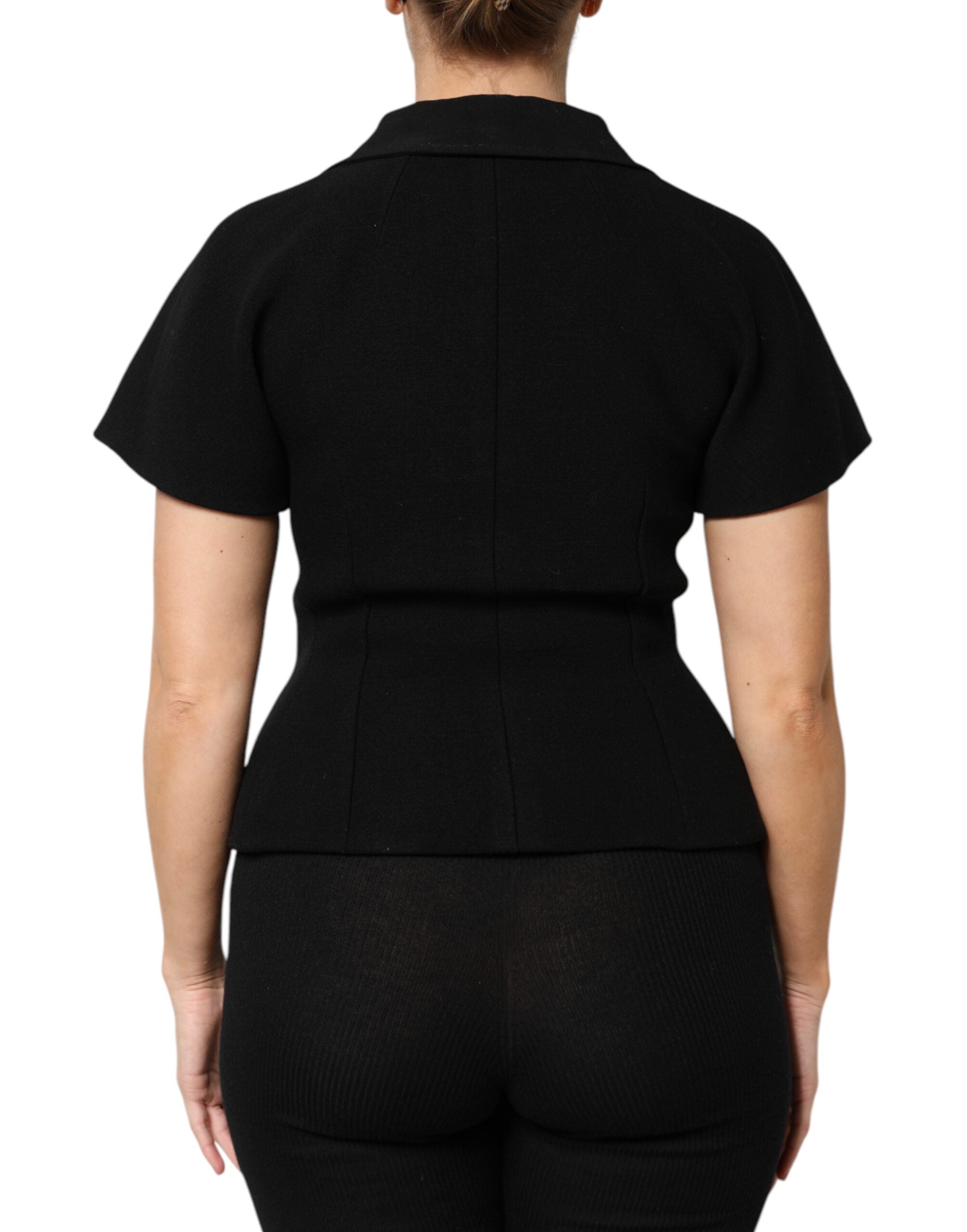 Dolce & Gabbana Black Wool Double Breasted Coat Jacket Dolce & Gabbana