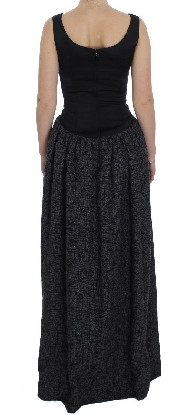 Dolce & Gabbana Black Gray Sheath Gown Full Length Dress Dolce & Gabbana