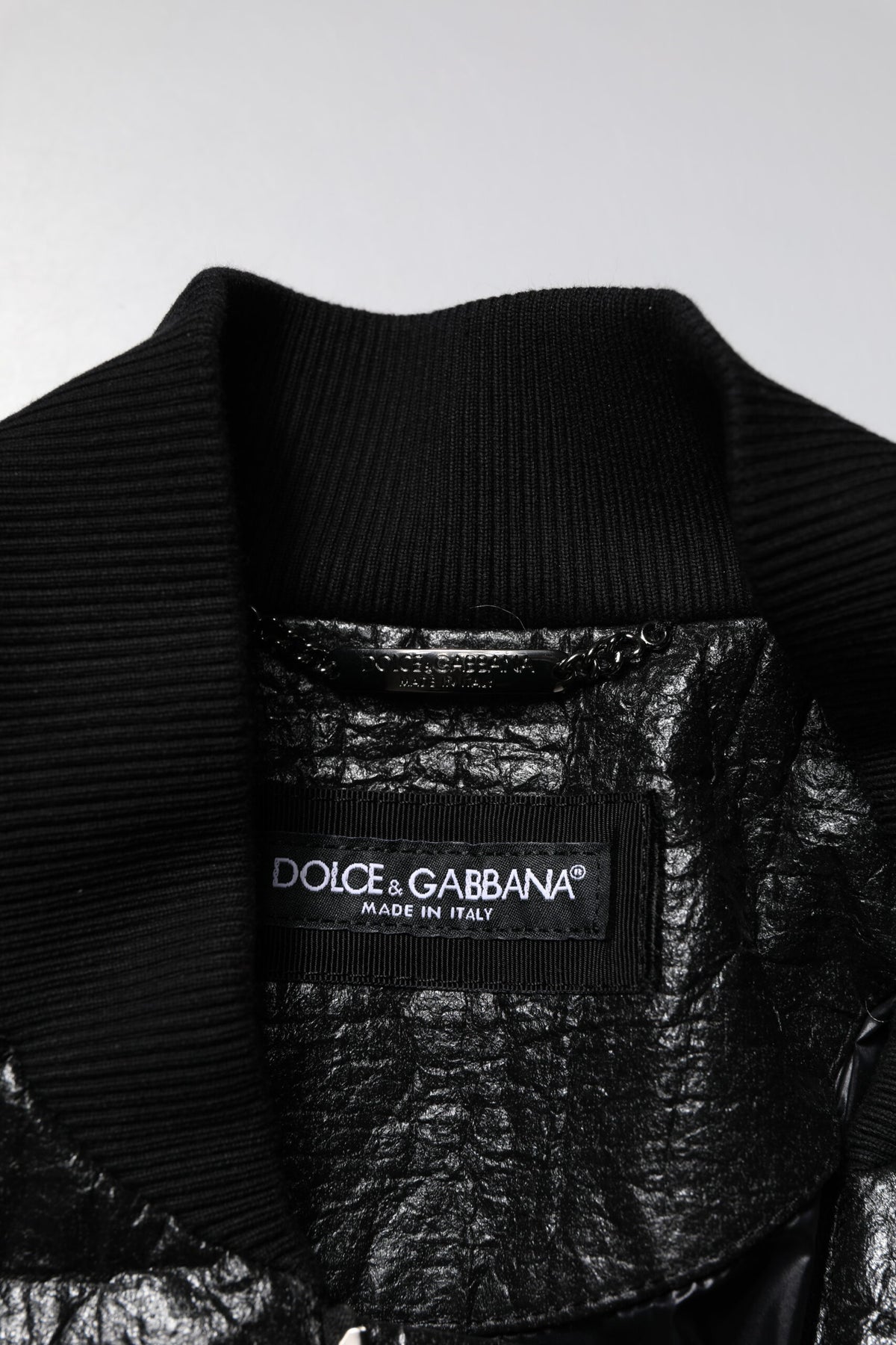 Dolce & Gabbana Black Logo Plaque Bomber Full Zipper Jacket