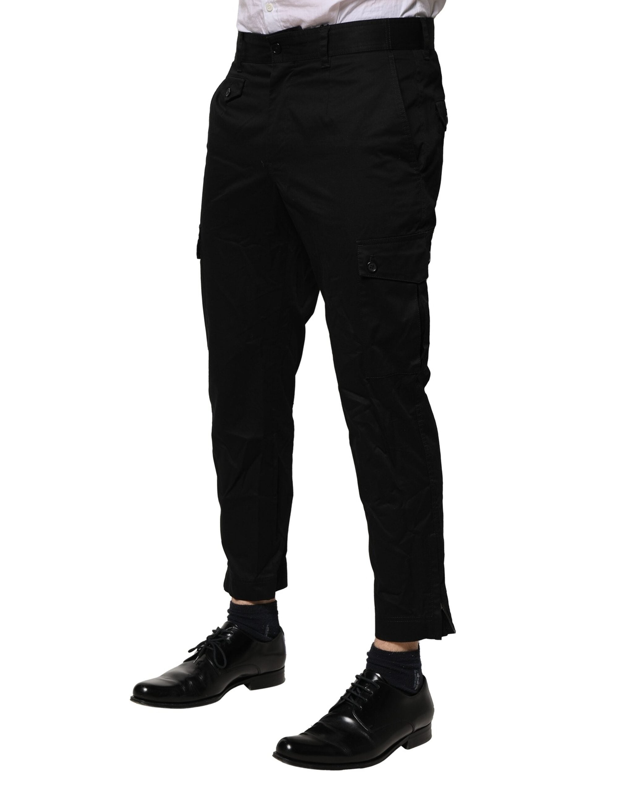 Dolce & Gabbana Black Cotton Dress Slim Formal Pants Dolce & Gabbana