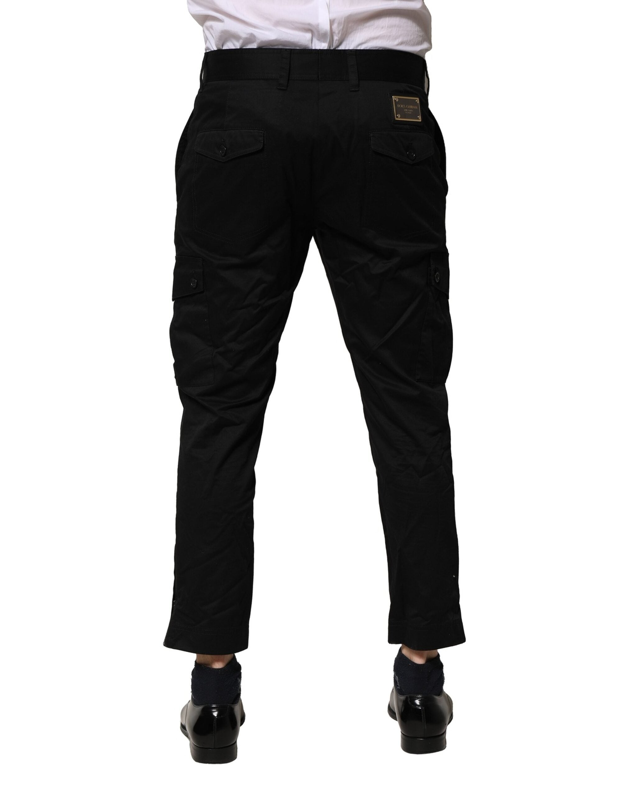 Dolce & Gabbana Black Cotton Dress Slim Formal Pants Dolce & Gabbana