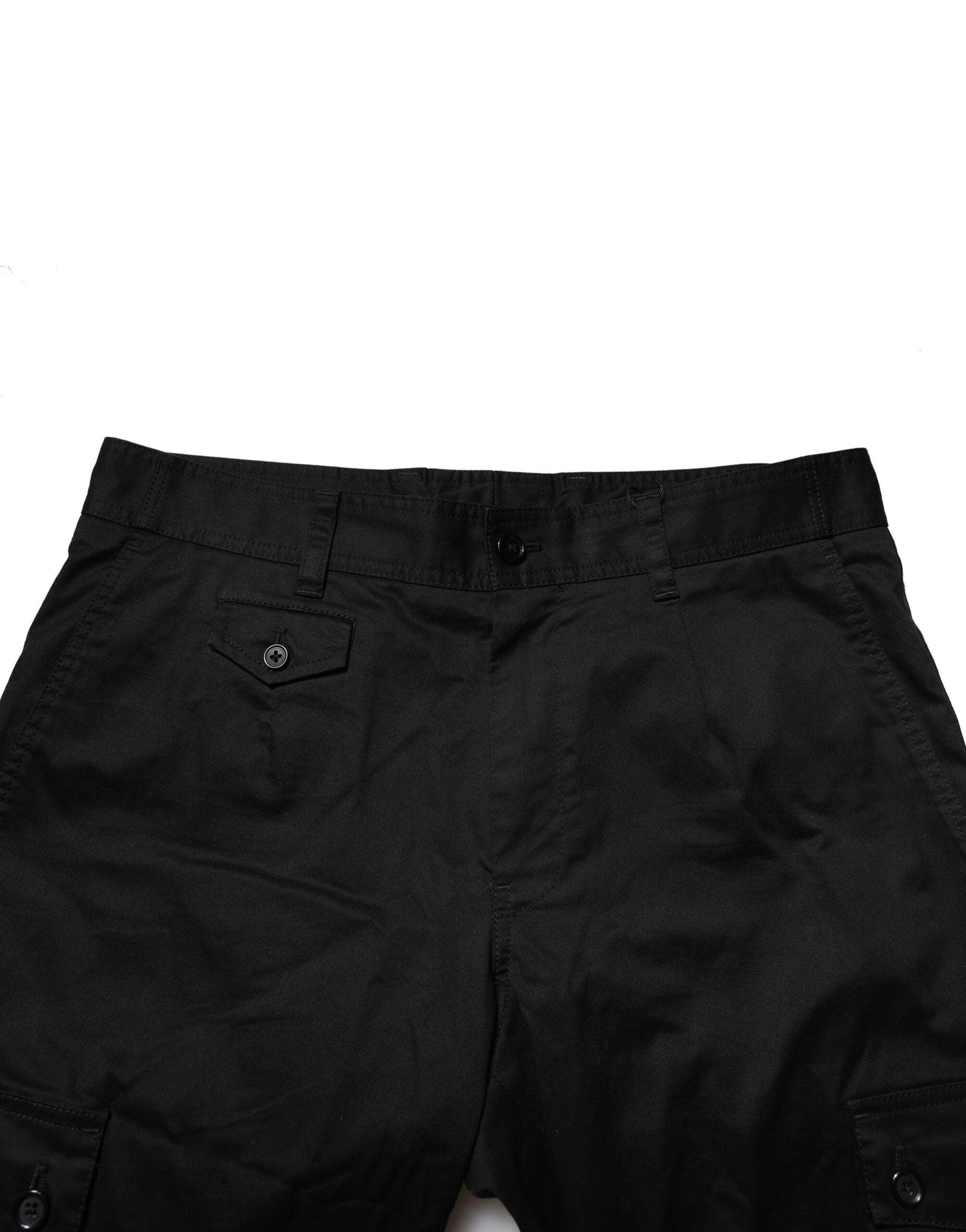 Dolce & Gabbana Black Cotton Dress Slim Formal Pants Dolce & Gabbana
