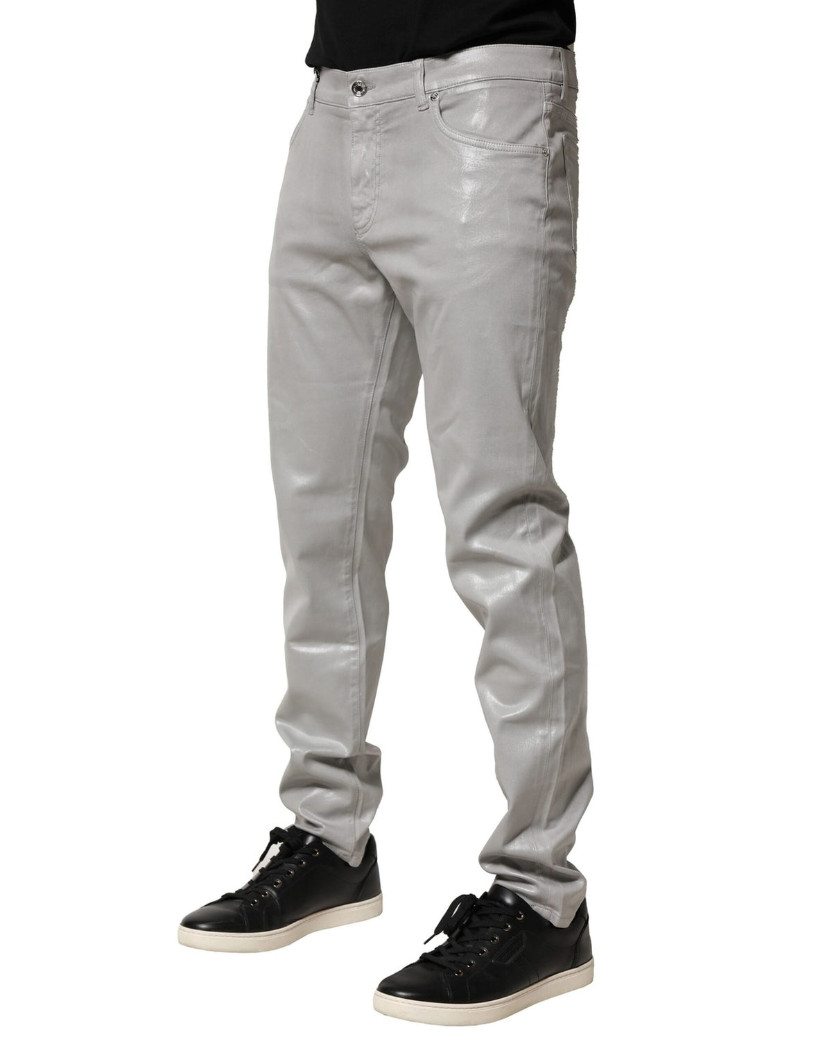 Dolce & Gabbana Silver Cotton Stretch Slim Denim Jeans