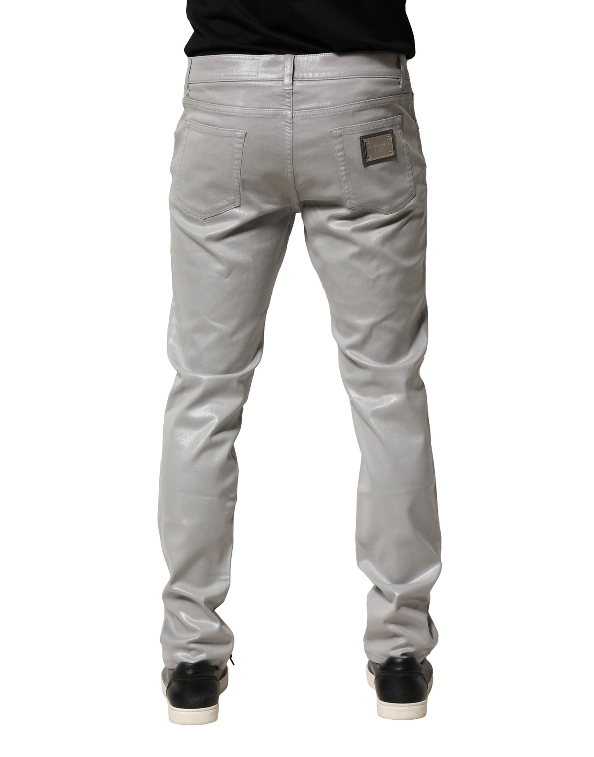 Dolce & Gabbana Silver Cotton Stretch Slim Denim Jeans Dolce & Gabbana