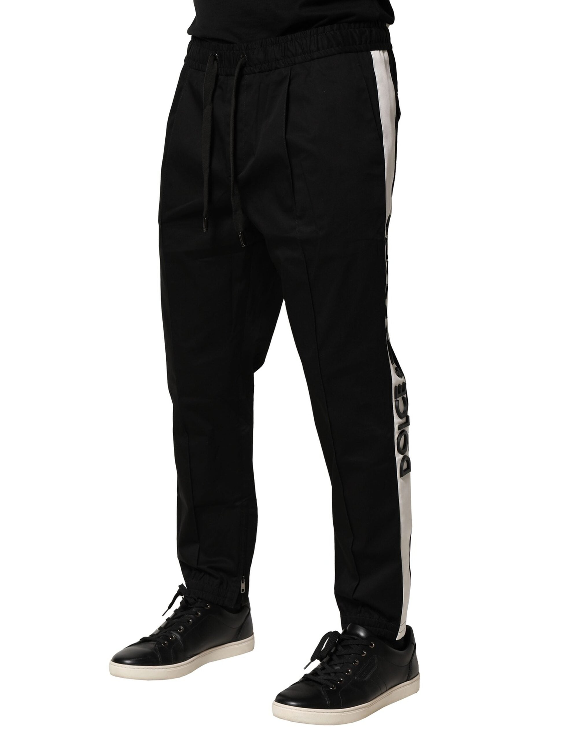 Dolce & Gabbana Black Cotton Mid Waist Jogger Pants Dolce & Gabbana