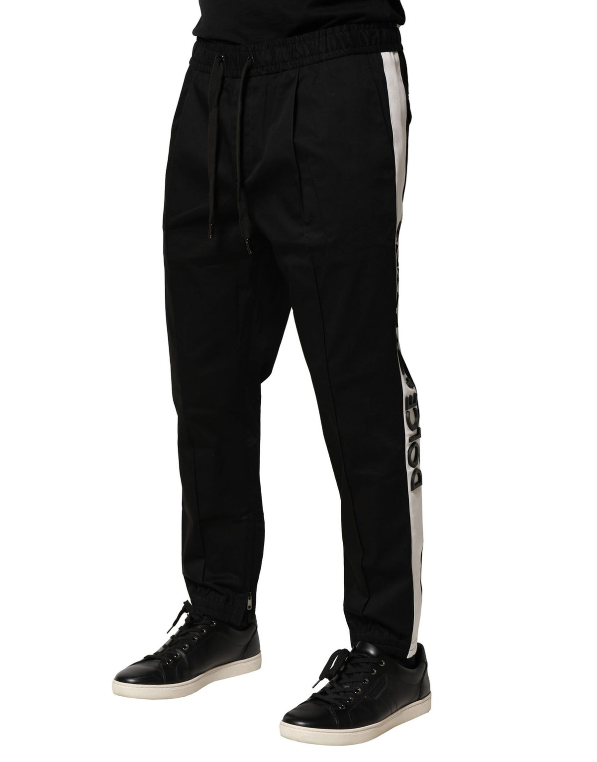 Dolce & Gabbana Black Cotton Mid Waist Jogger Pants