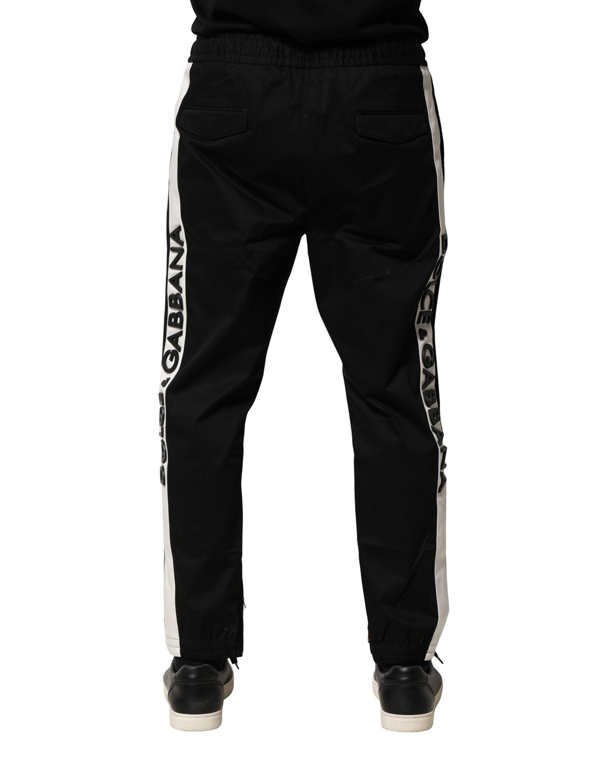 Dolce & Gabbana Black Cotton Mid Waist Jogger Pants Dolce & Gabbana