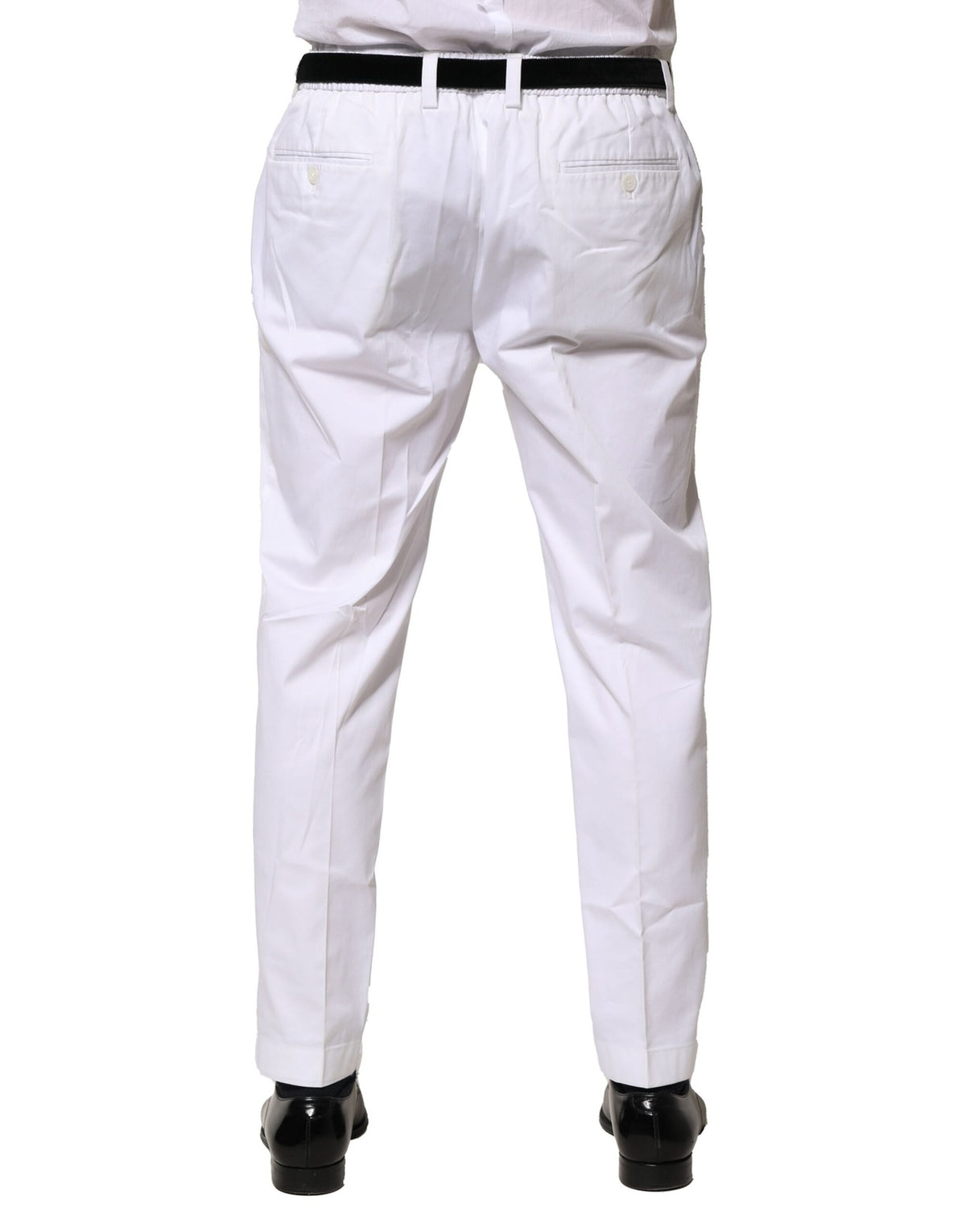 Dolce & Gabbana White Cotton Dress Slim Formal Pants