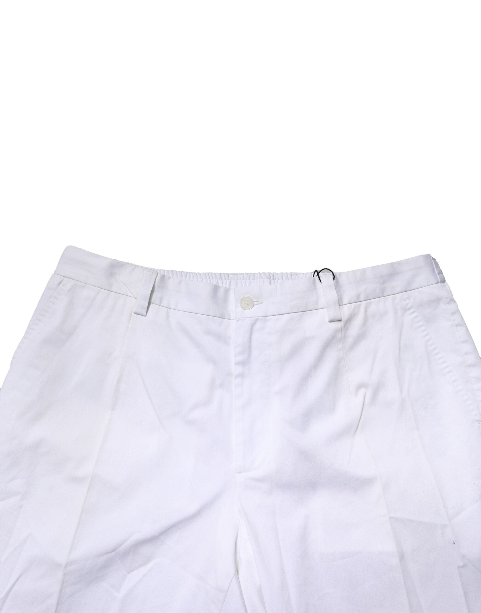 Dolce & Gabbana White Cotton Dress Slim Formal Pants Dolce & Gabbana