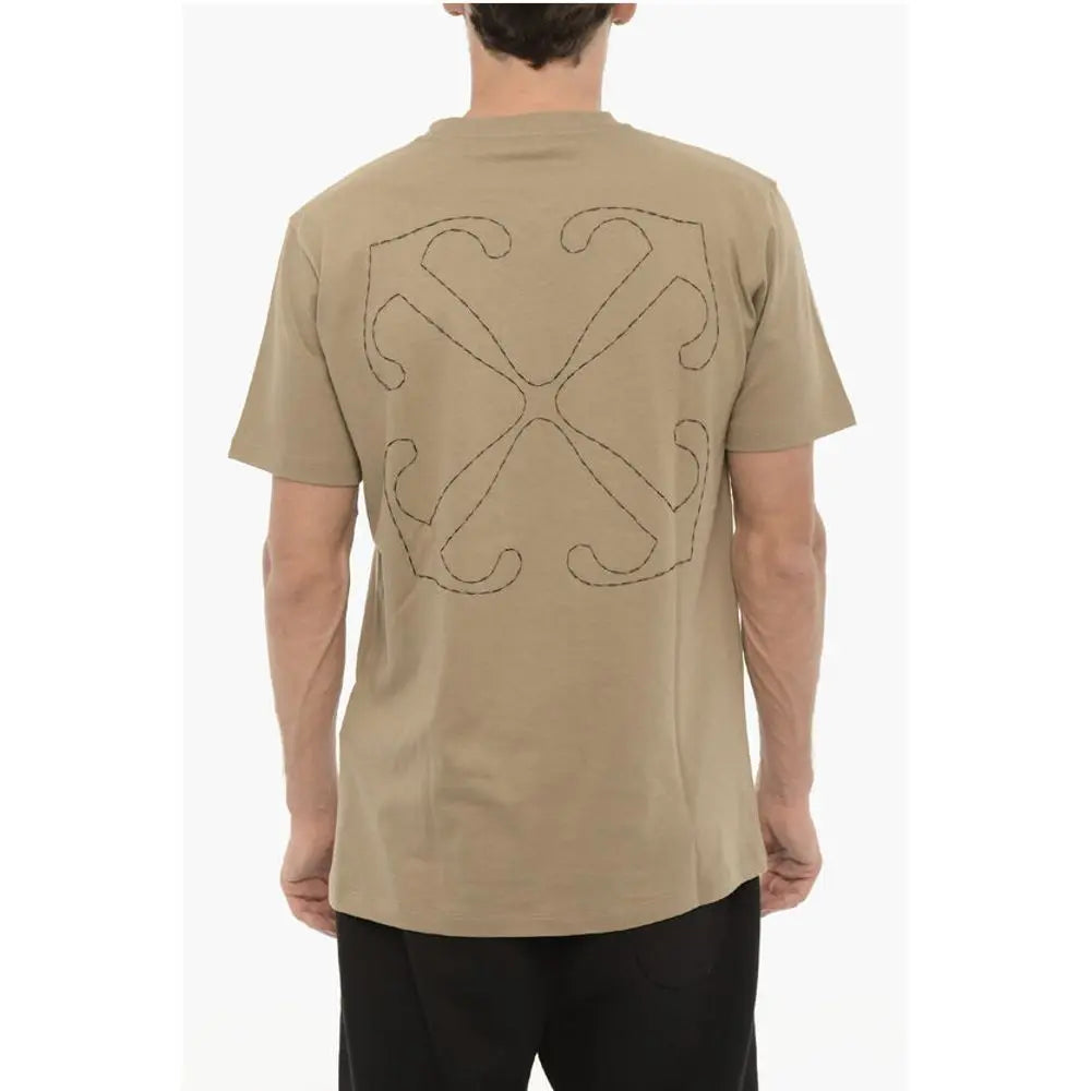Off-White Slim Fit Crew-neck T-Shirt with Embroidered Logo Off-White