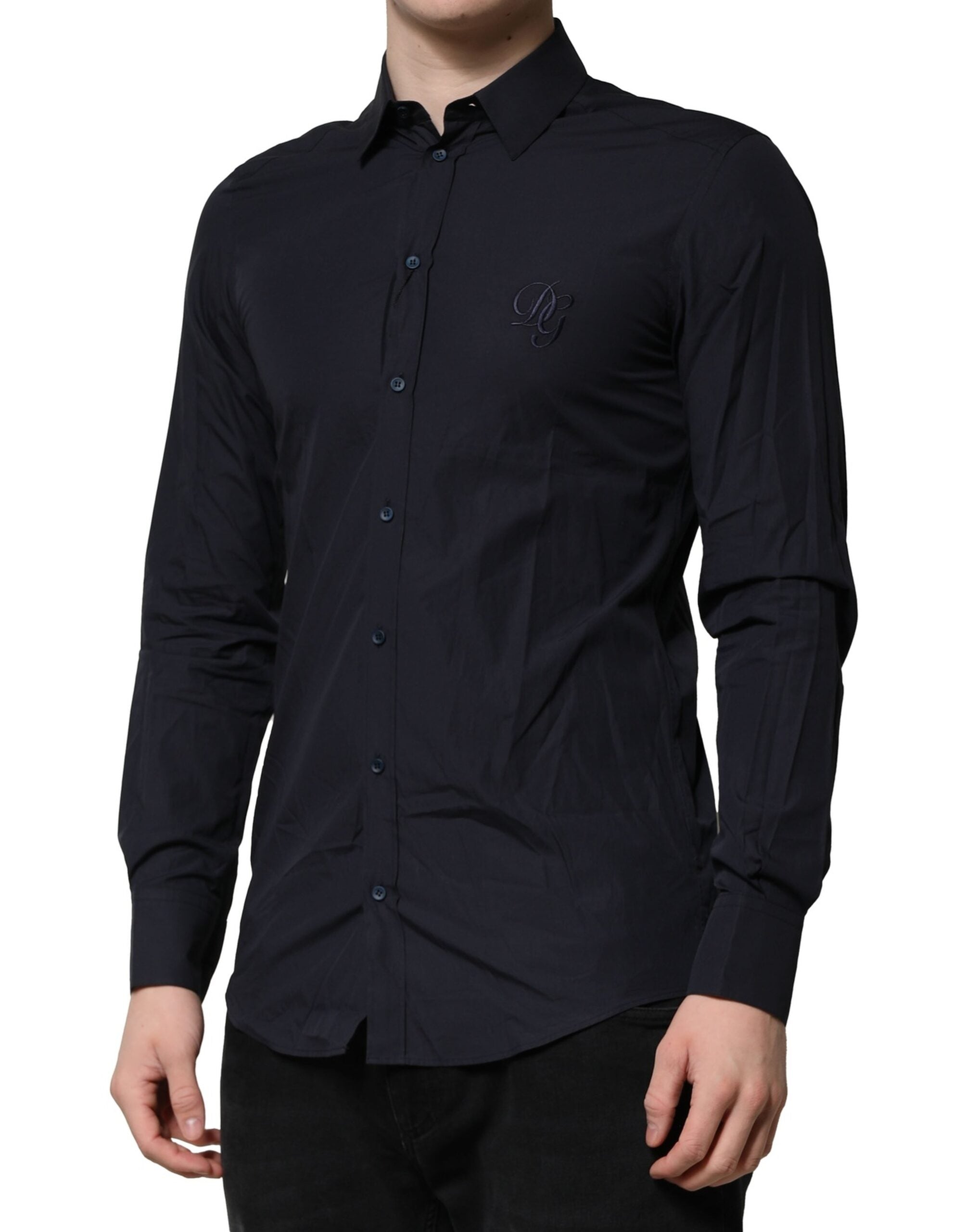 Dolce & Gabbana Dark Blue MARTINI Cotton Dress Formal Shirt Dolce & Gabbana