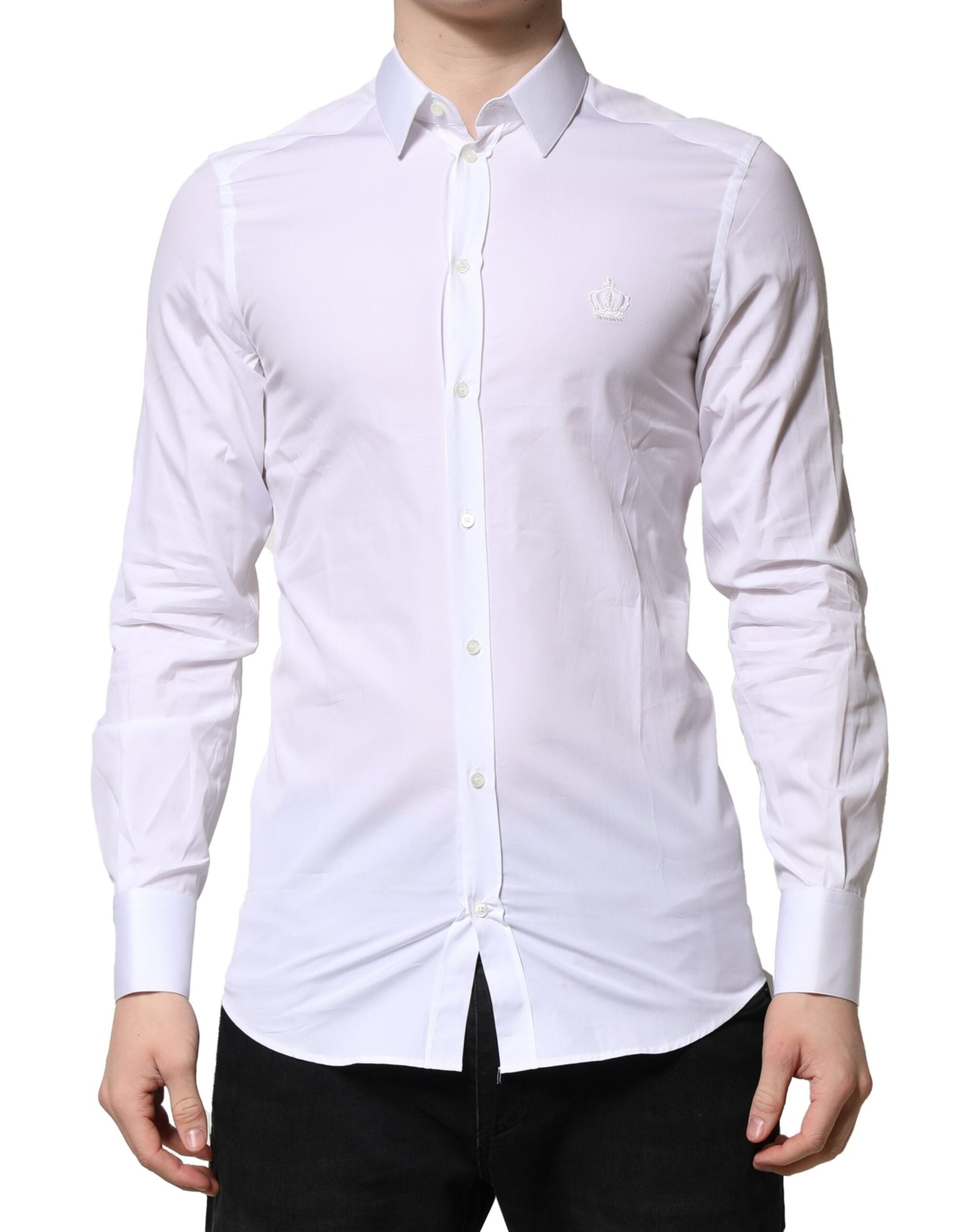 Dolce & Gabbana White GOLD Long Sleeves Men Dress Formal Shirt Dolce & Gabbana