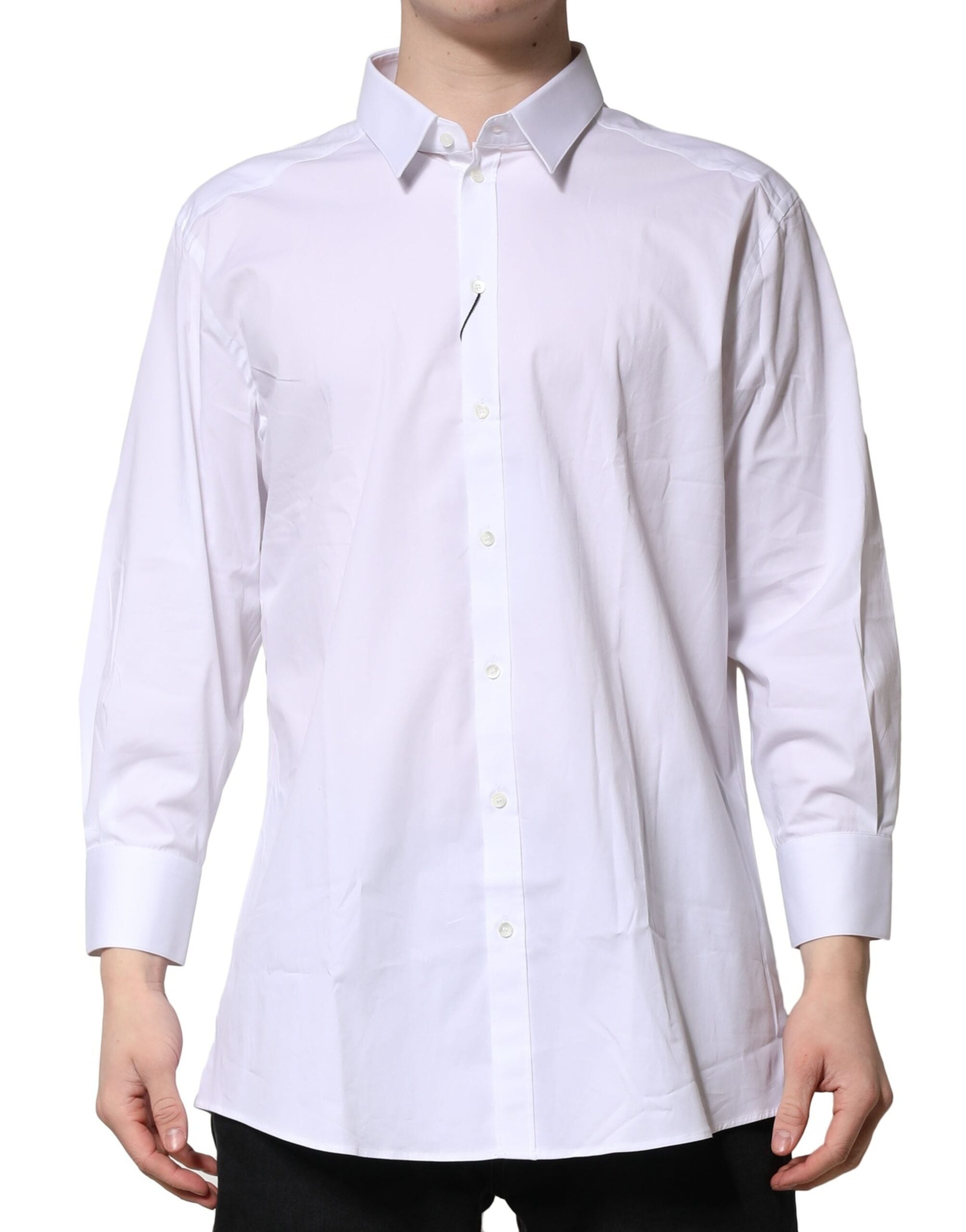 Dolce & Gabbana White GOLD Long Sleeves Dress Formal Shirt Dolce & Gabbana