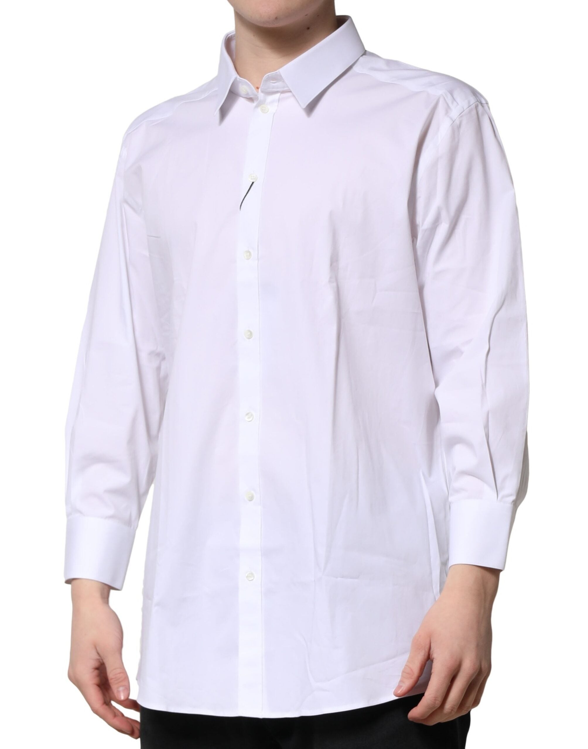 Dolce & Gabbana White GOLD Long Sleeves Dress Formal Shirt Dolce & Gabbana