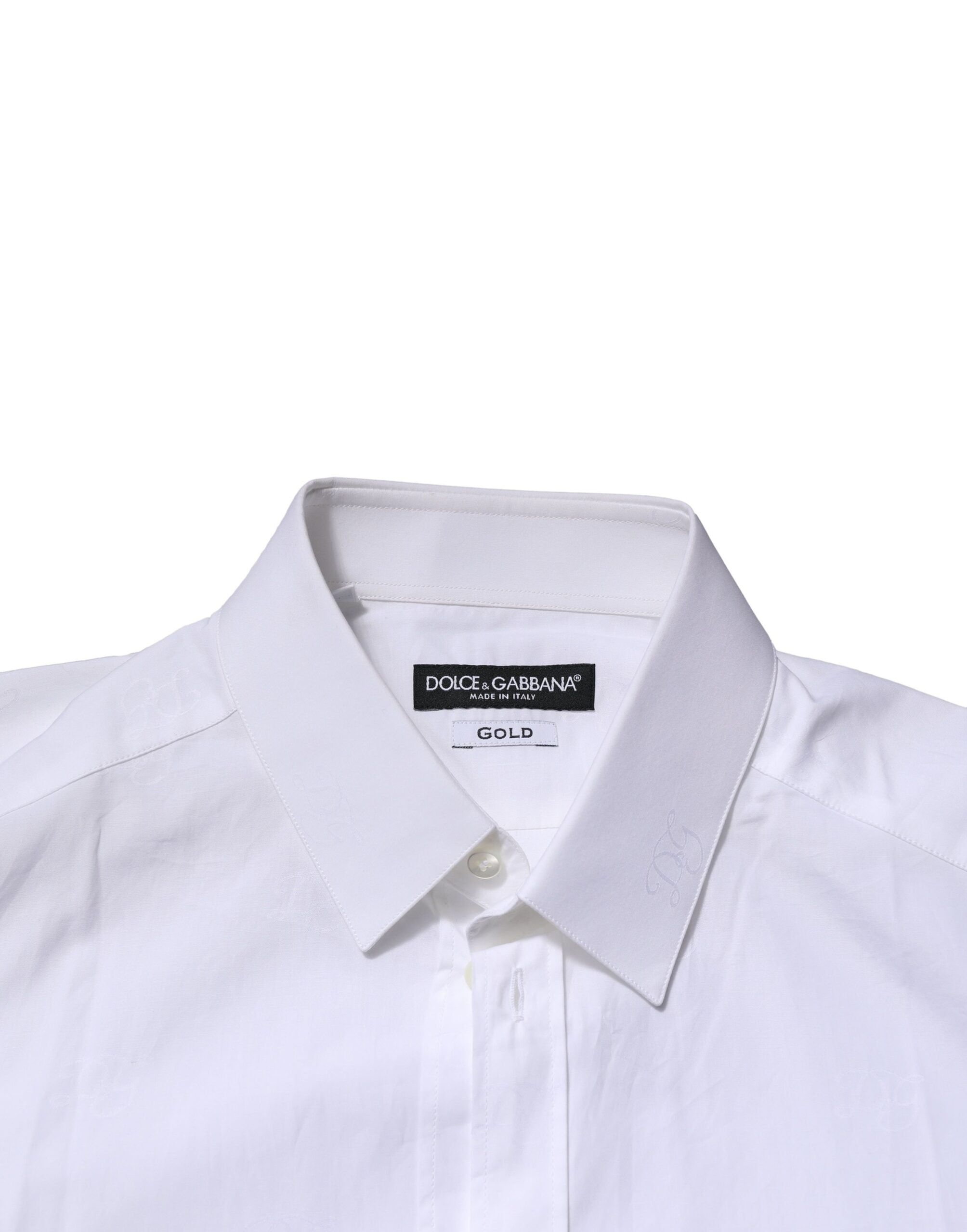Dolce & Gabbana White GOLD Long Sleeves Dress Formal Shirt Dolce & Gabbana
