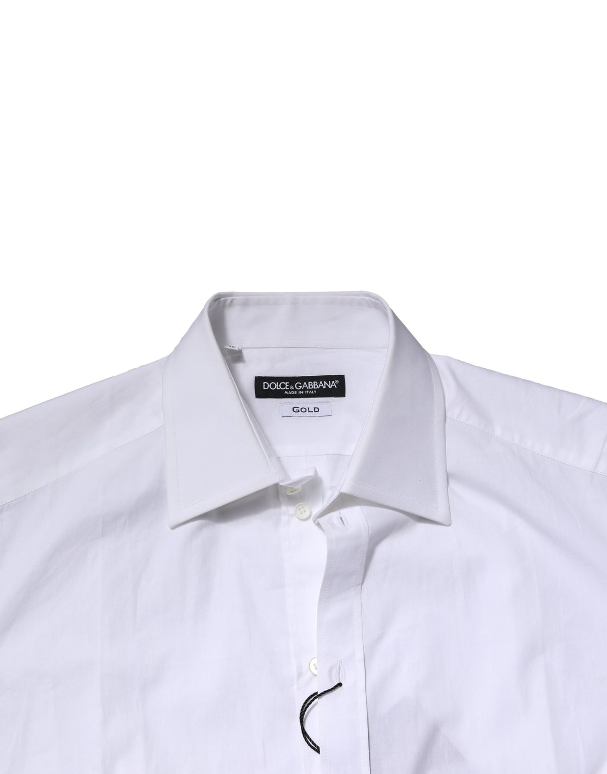 Dolce & Gabbana White Cotton Long Sleeves GOLD Formal Shirt
