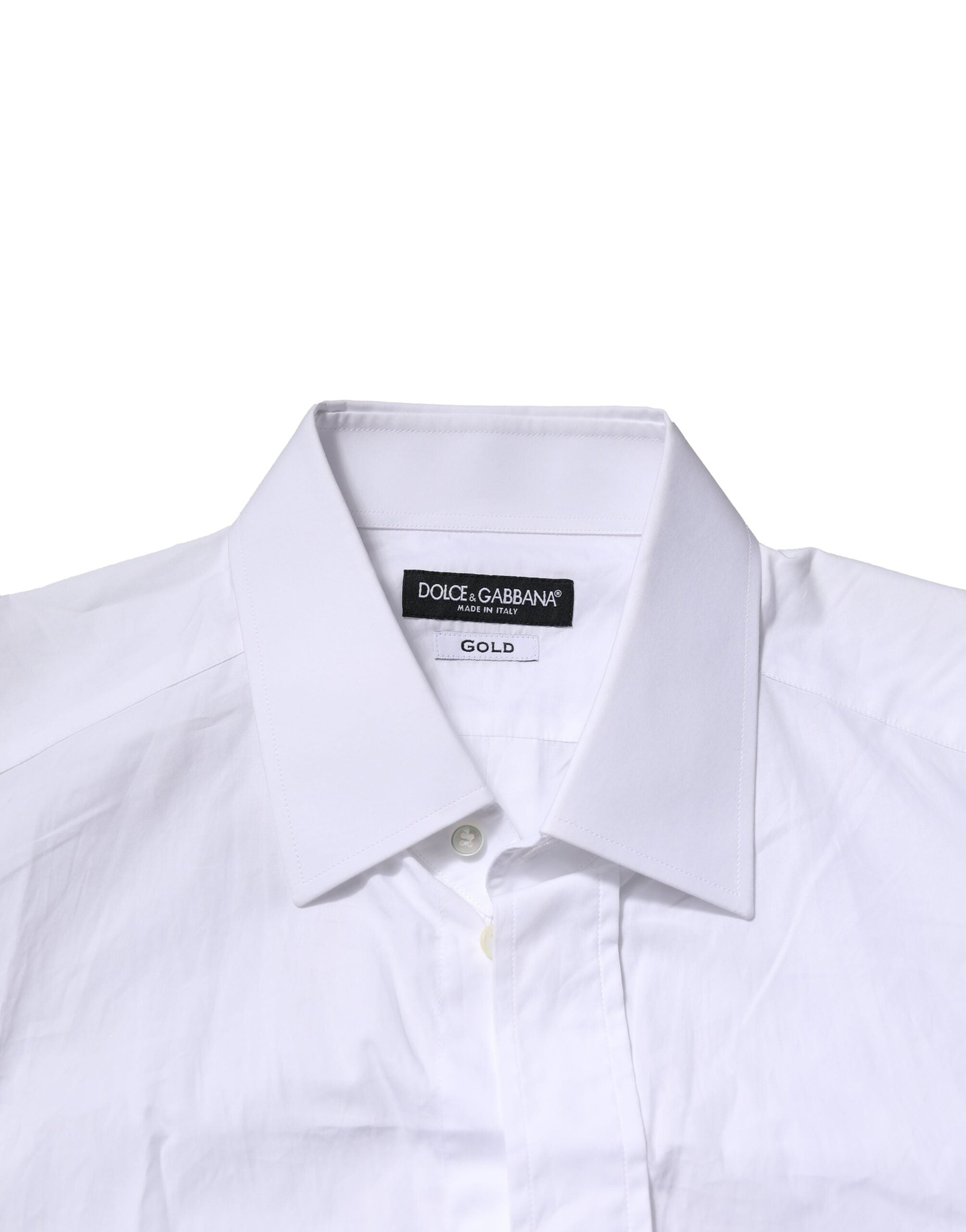 Dolce & Gabbana White GOLD Cotton Men Dress Formal Shirt Dolce & Gabbana