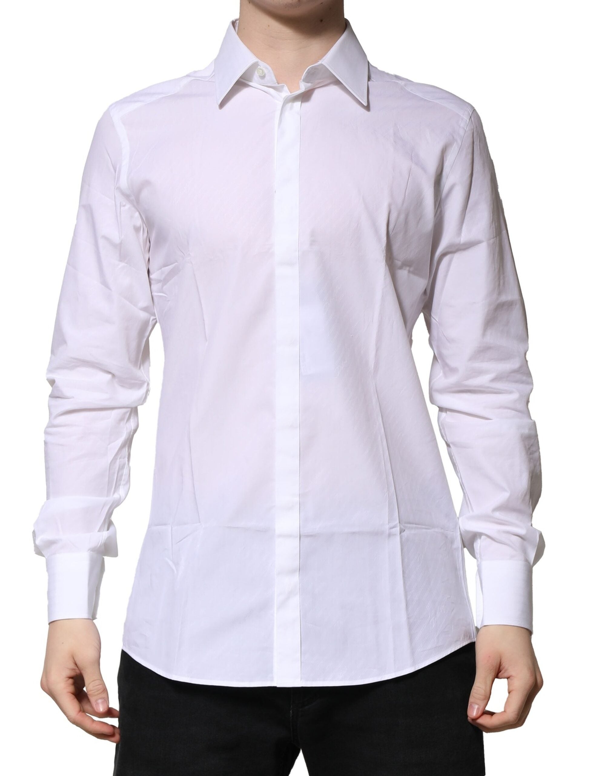 Dolce & Gabbana White GOLD Long Sleeves Men Dress Formal Shirt Dolce & Gabbana
