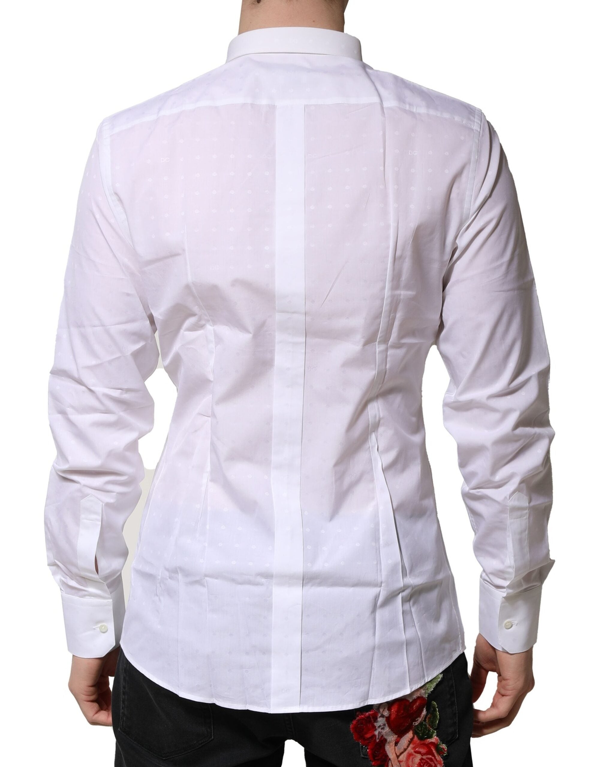 Dolce & Gabbana White Cotton GOLD Long Sleeves Formal Shirt Dolce & Gabbana