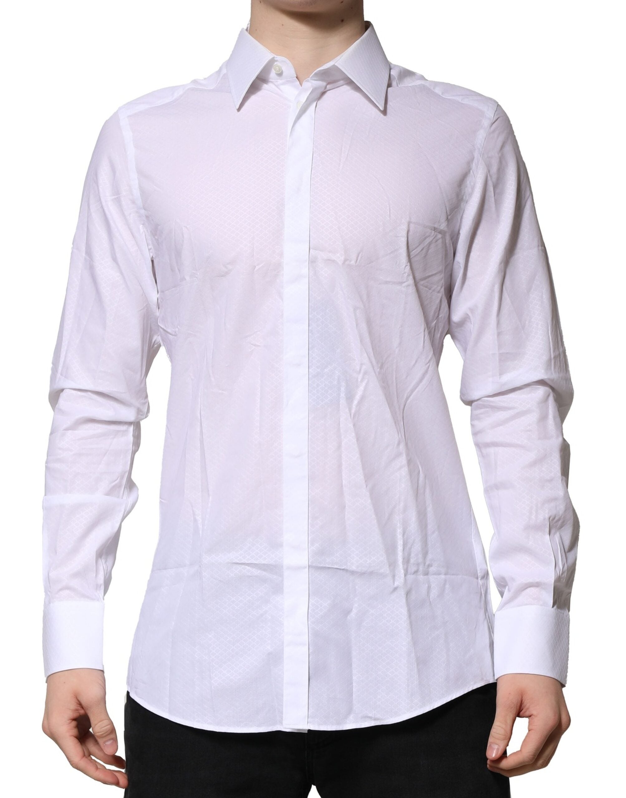 Dolce & Gabbana White MARTINI Long Sleeves Men Formal Shirt Dolce & Gabbana