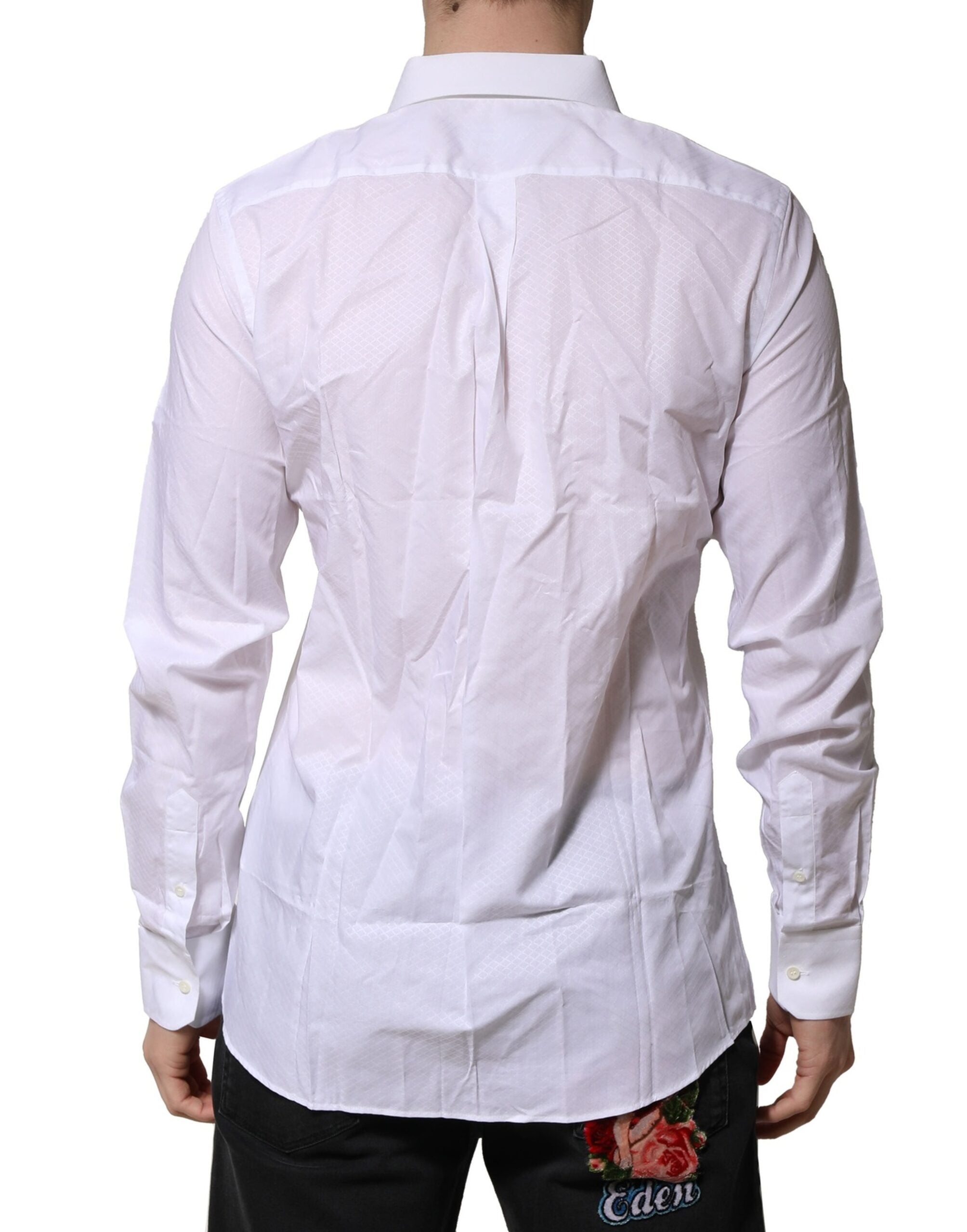 Dolce & Gabbana White MARTINI Long Sleeves Men Formal Shirt Dolce & Gabbana