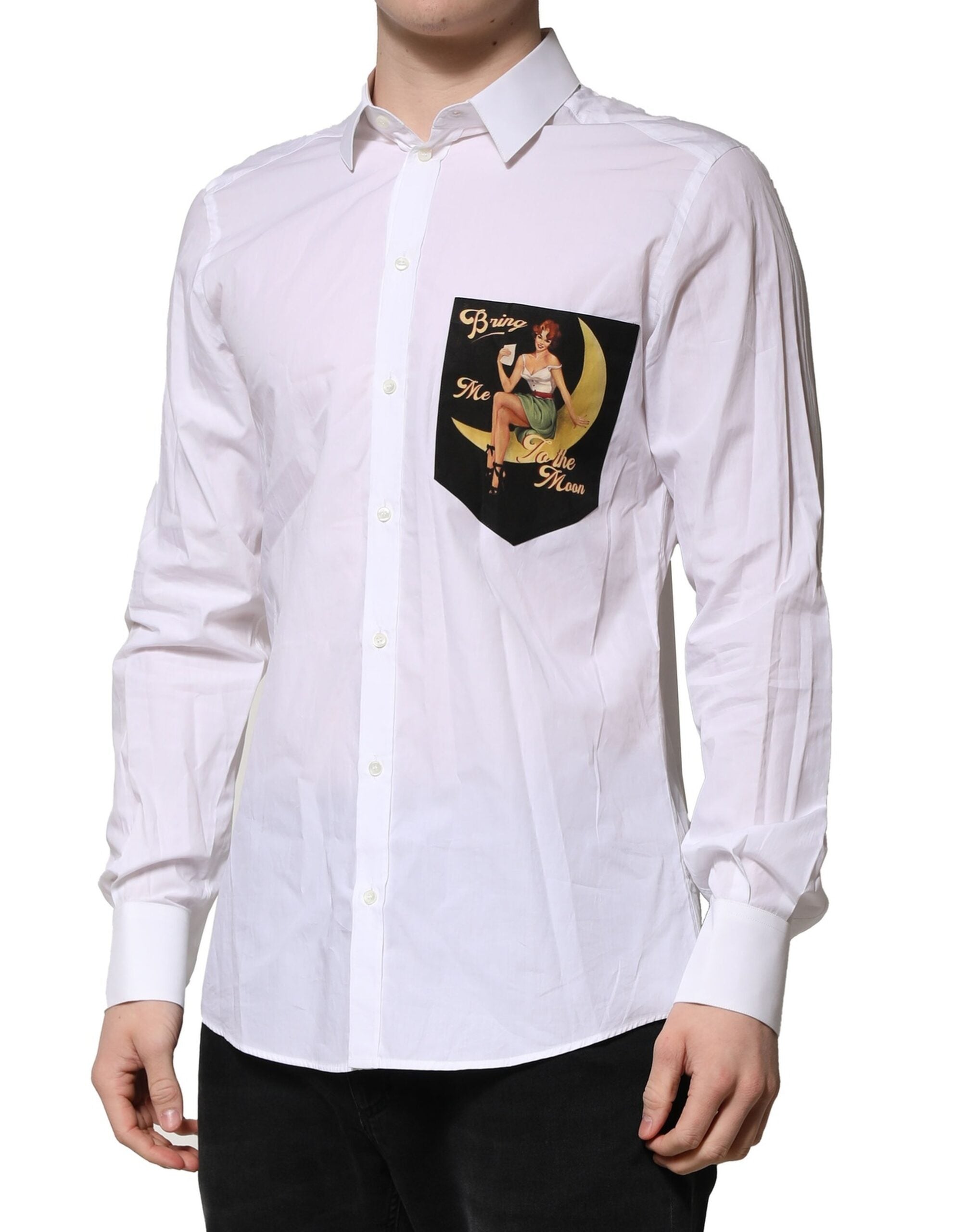 Dolce & Gabbana White MARTINI Long Sleeves Men Formal Shirt Dolce & Gabbana