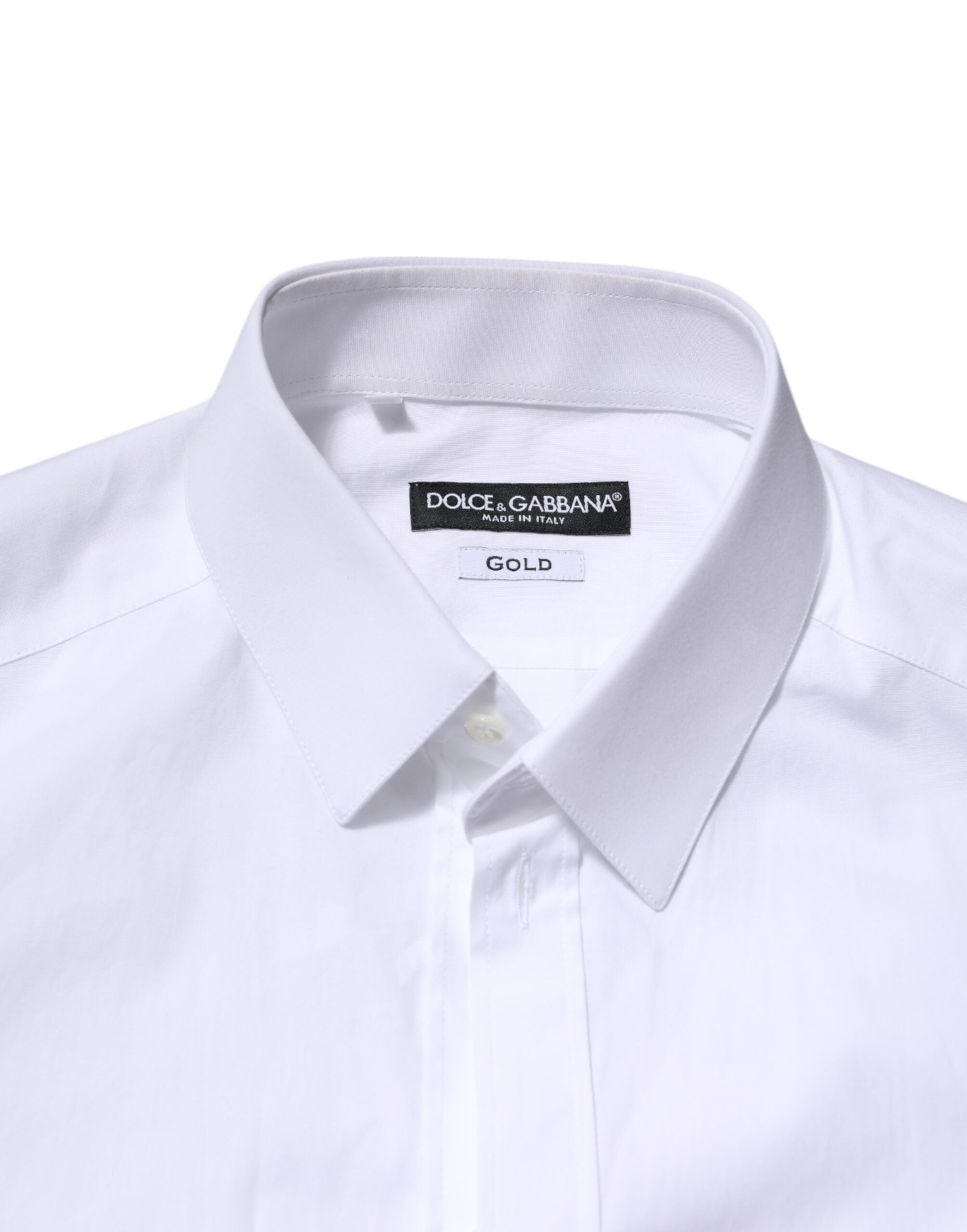 Dolce & Gabbana White Cotton GOLD Long Sleeves Formal Shirt Dolce & Gabbana