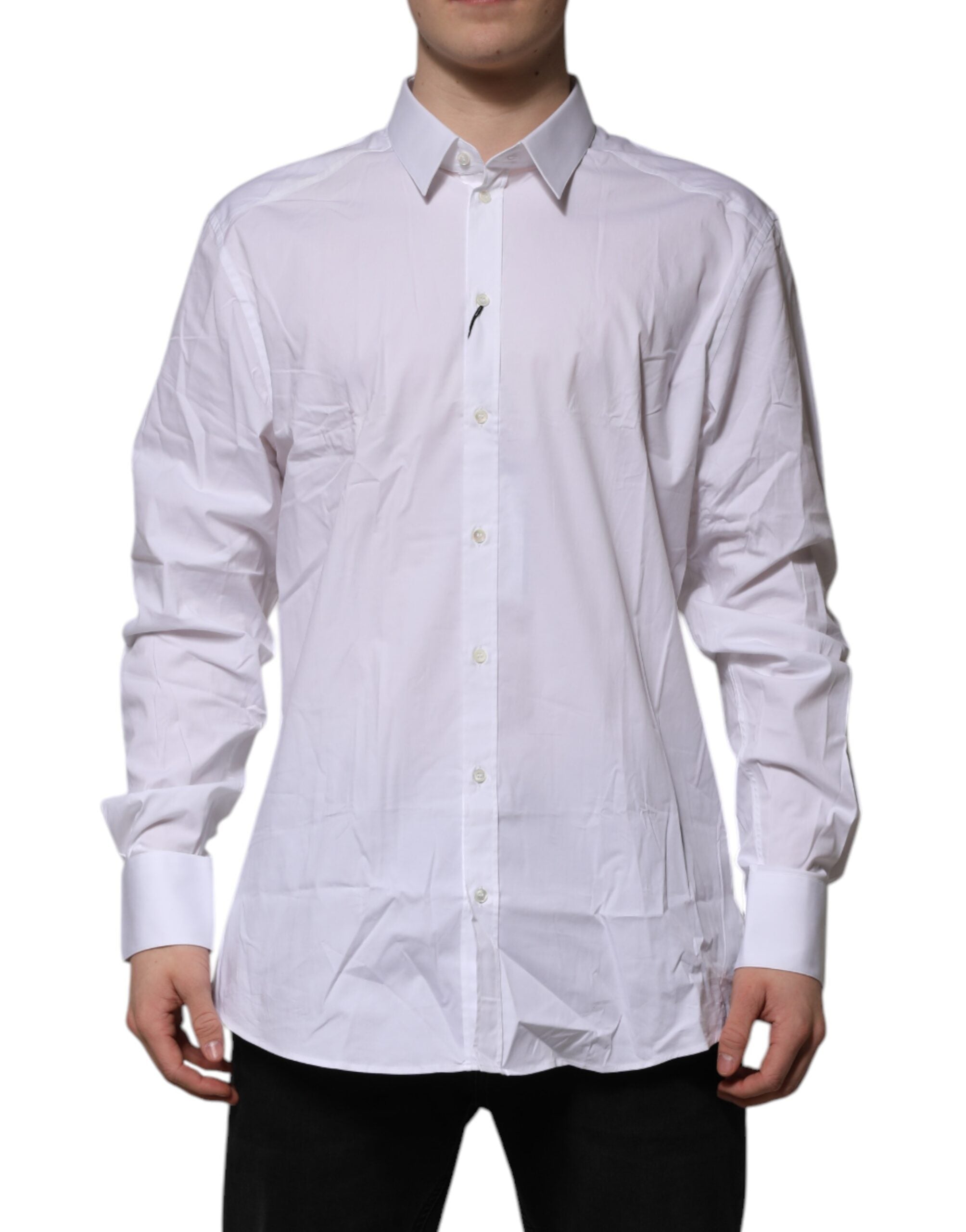 Dolce & Gabbana White Cotton GOLD Long Sleeves Formal Shirt Dolce & Gabbana