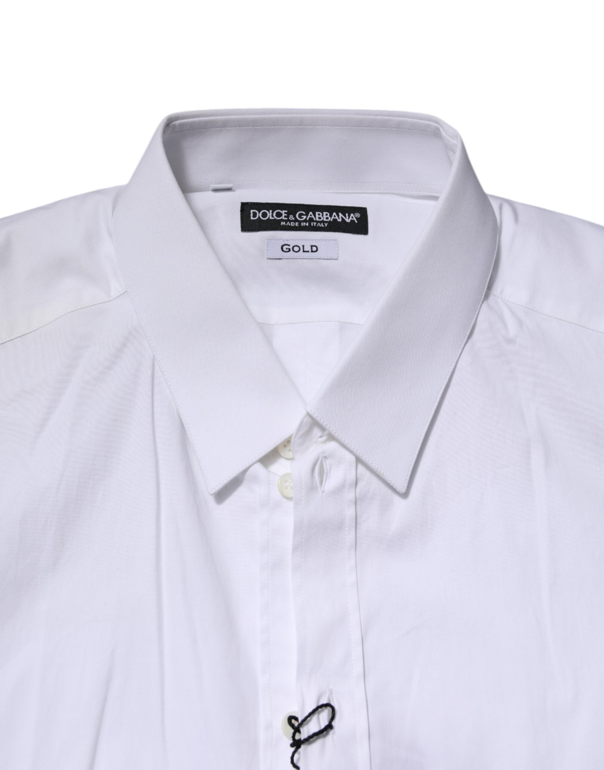 Dolce & Gabbana White Cotton GOLD Long Sleeves Formal Shirt Dolce & Gabbana