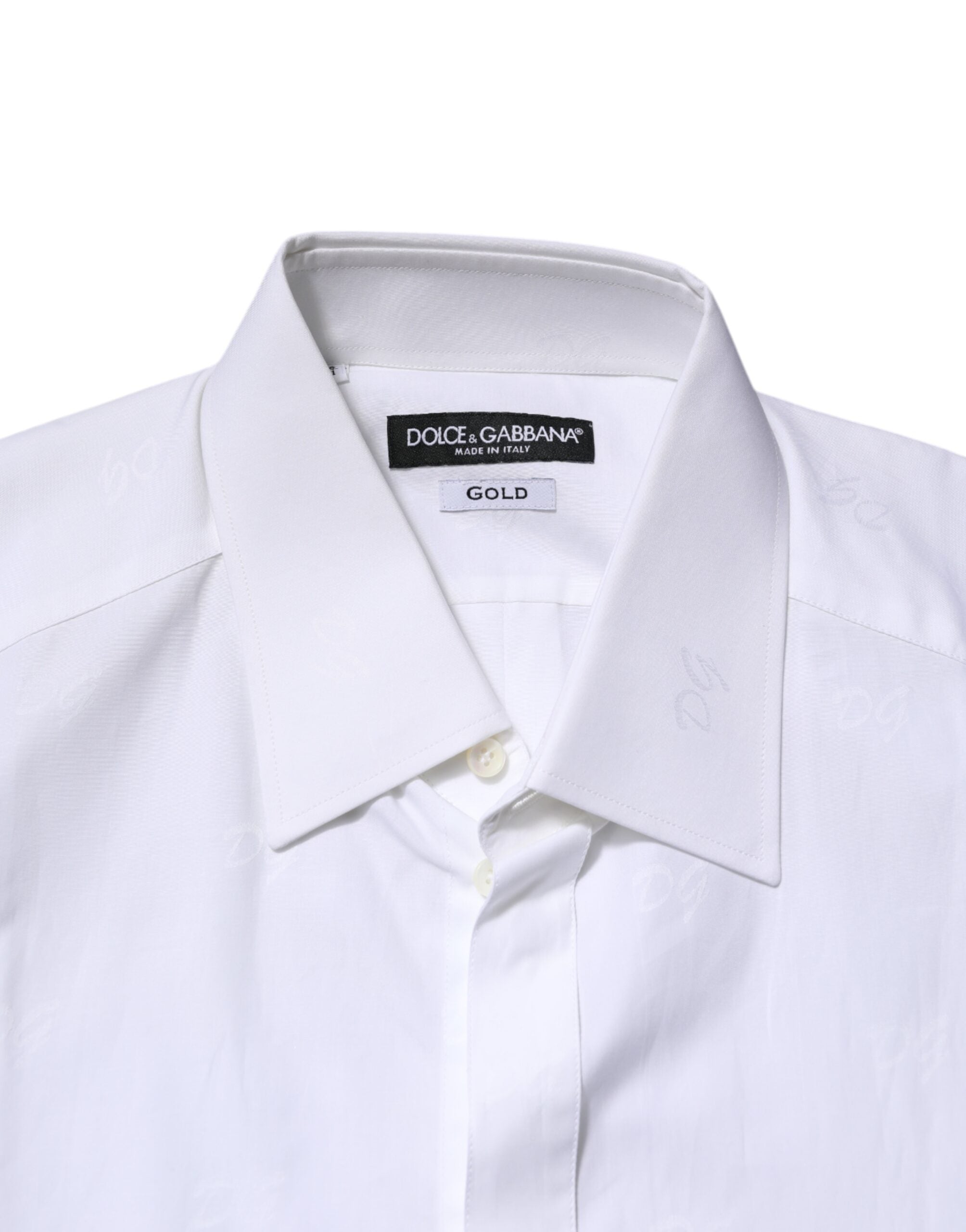 Dolce & Gabbana White Cotton GOLD Long Sleeves Formal Shirt Dolce & Gabbana