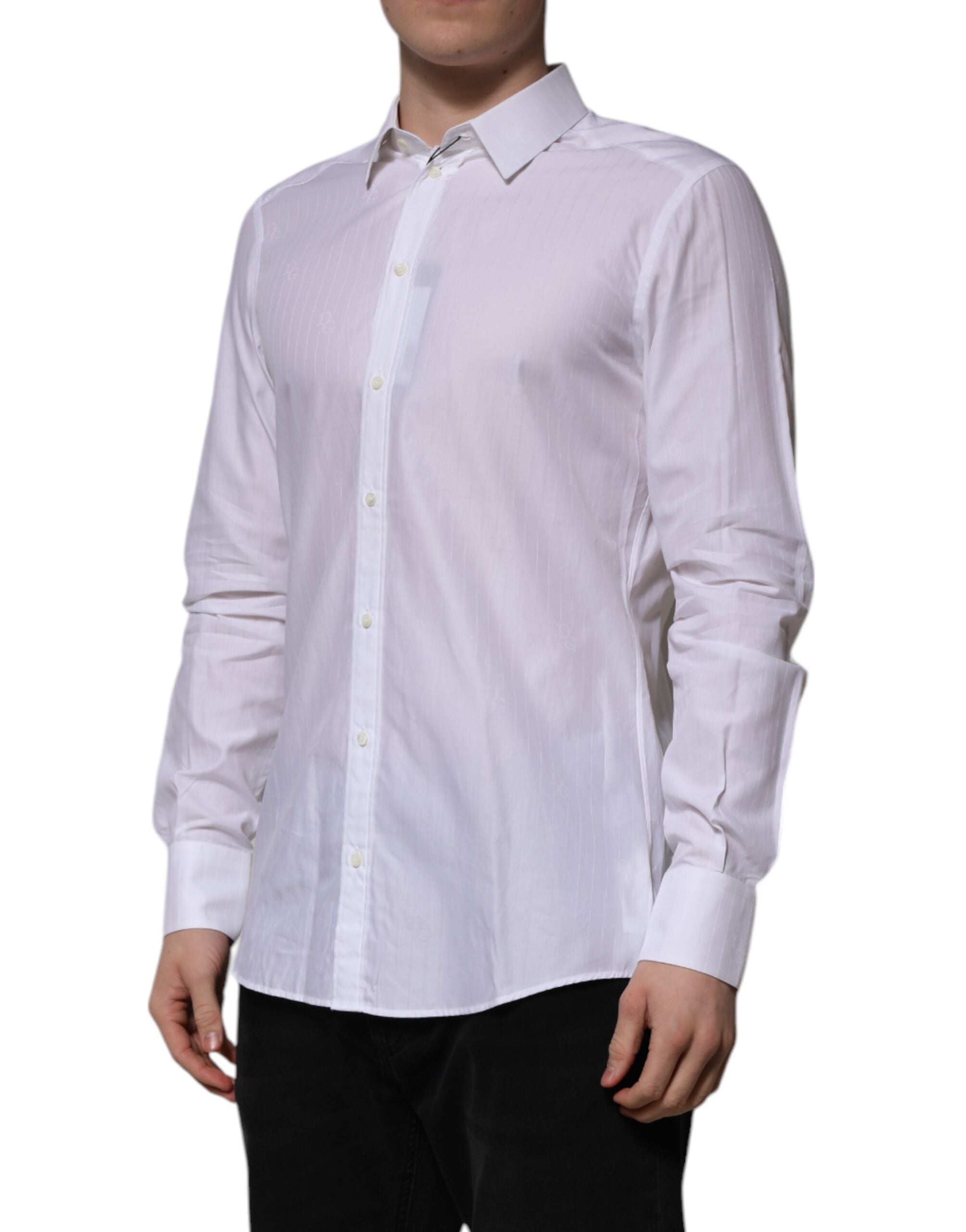 Dolce & Gabbana White Cotton MARTINI Long Sleeve Formal Shirt Dolce & Gabbana