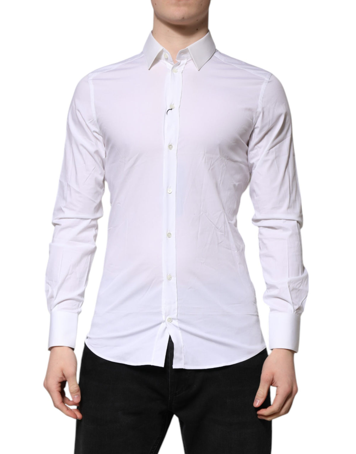 Dolce & Gabbana White GOLD Long Sleeves Dress Formal Shirt