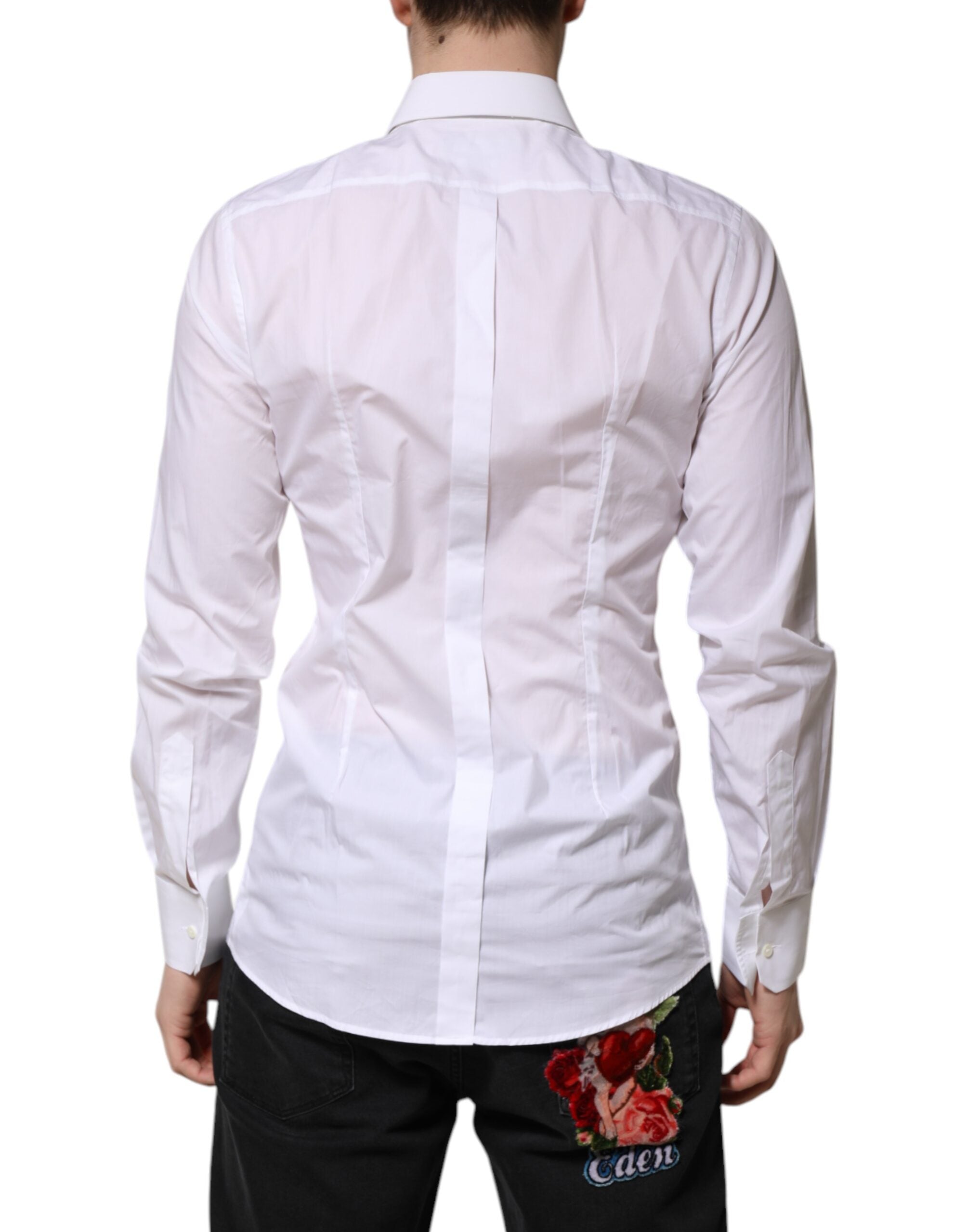 Dolce & Gabbana White GOLD Long Sleeves Dress Formal Shirt Dolce & Gabbana