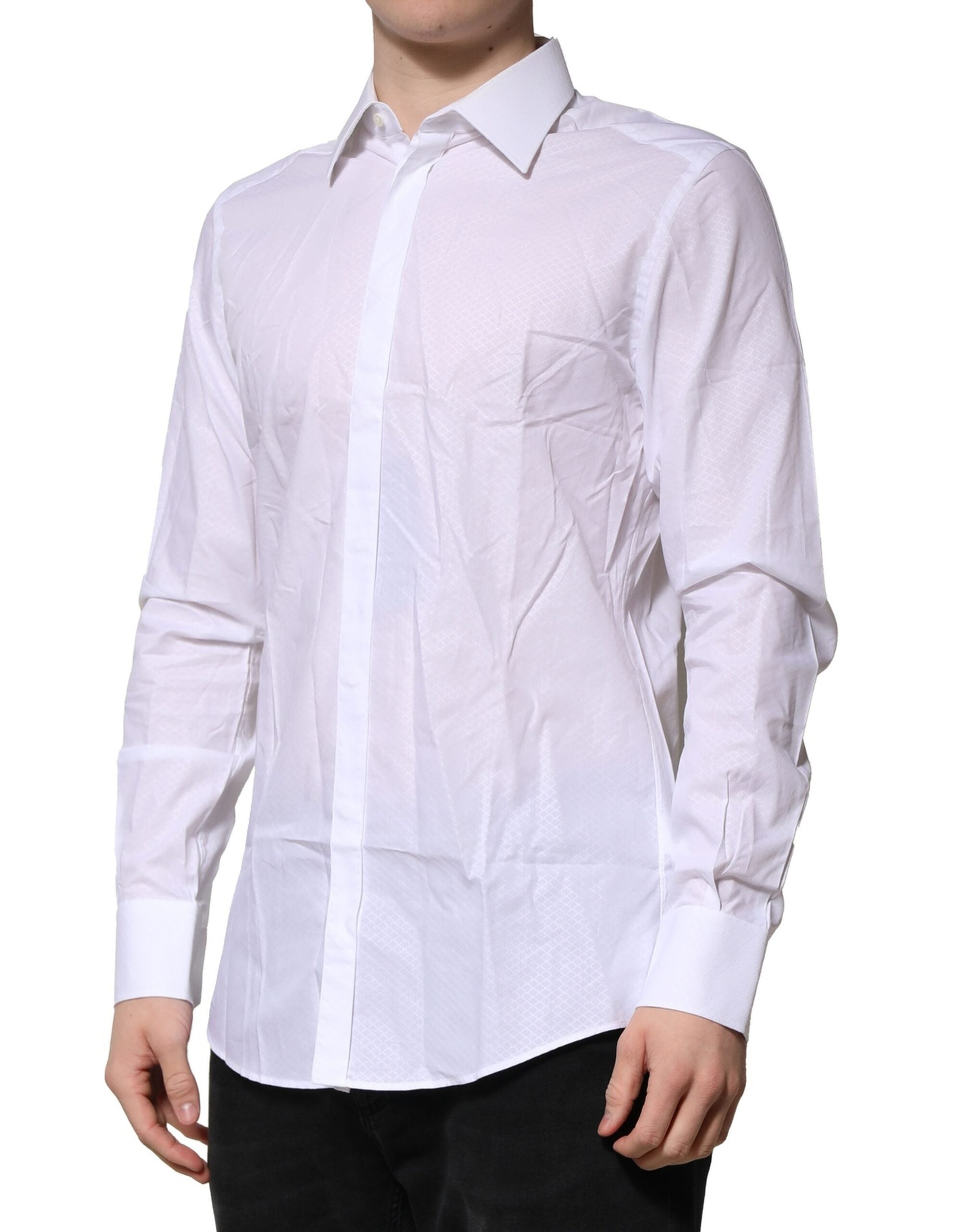 Dolce & Gabbana White MARTINI Long Sleeve Dress Formal Shirt Dolce & Gabbana