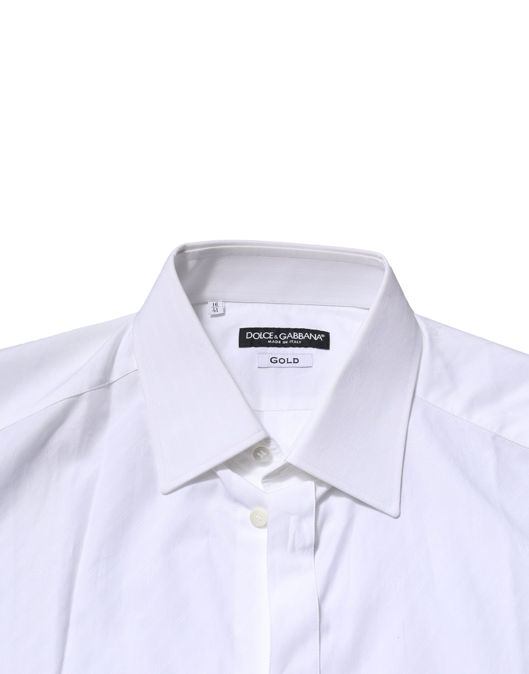 Dolce & Gabbana White GOLD Cotton Long Sleeves Men Formal Shirt Dolce & Gabbana