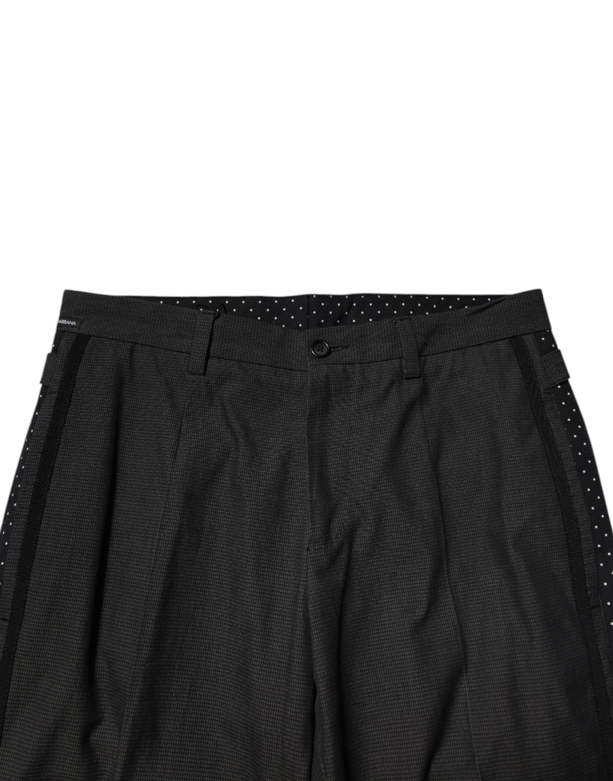 Dolce & Gabbana Gray Cotton Patterned Formal Pants Dolce & Gabbana