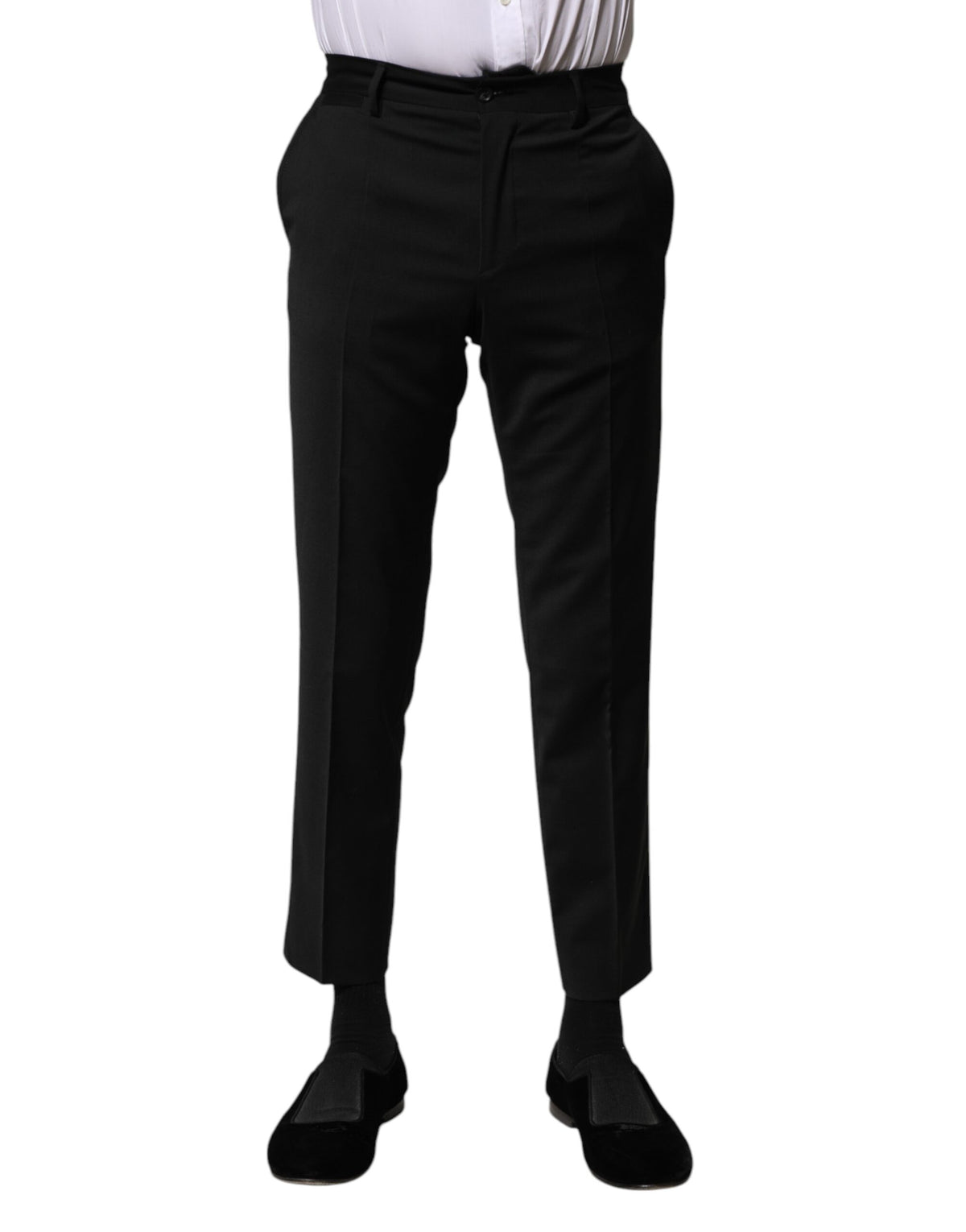 Dolce & Gabbana Black Wool Formal Men Cropped Pants