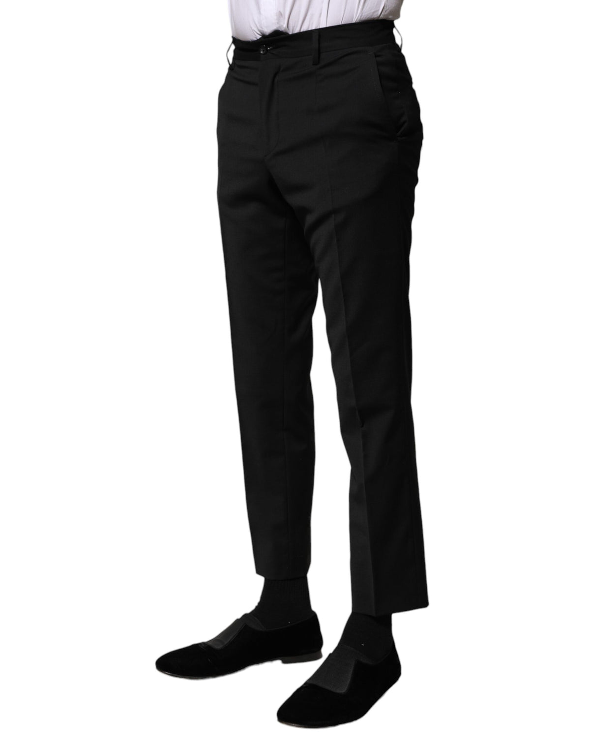 Dolce & Gabbana Black Wool Formal Men Cropped Pants