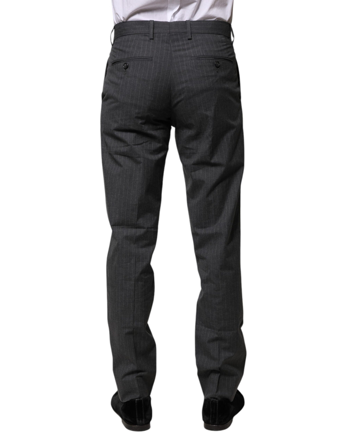Dolce & Gabbana Gray Striped Cotton Formal Pants