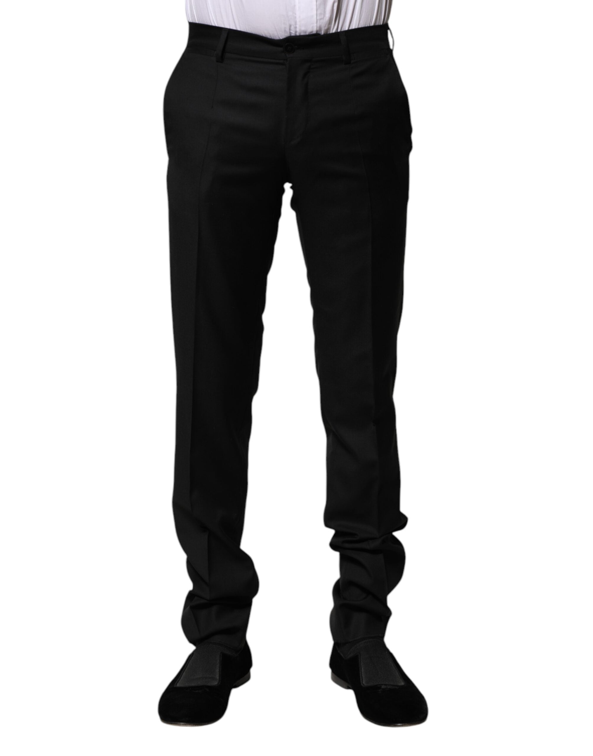 Dolce & Gabbana Black Wool Formal Men Slim Pants Dolce & Gabbana