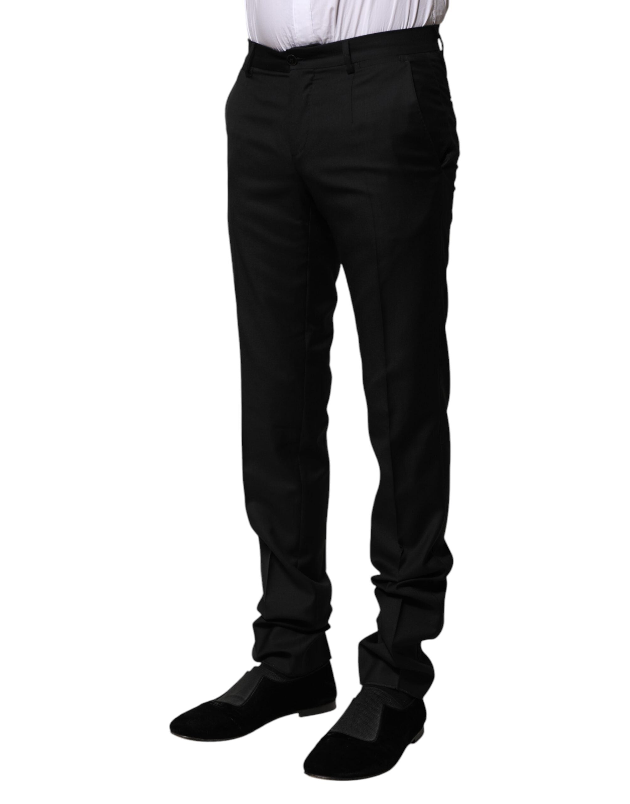 Dolce & Gabbana Black Wool Formal Men Slim Pants Dolce & Gabbana