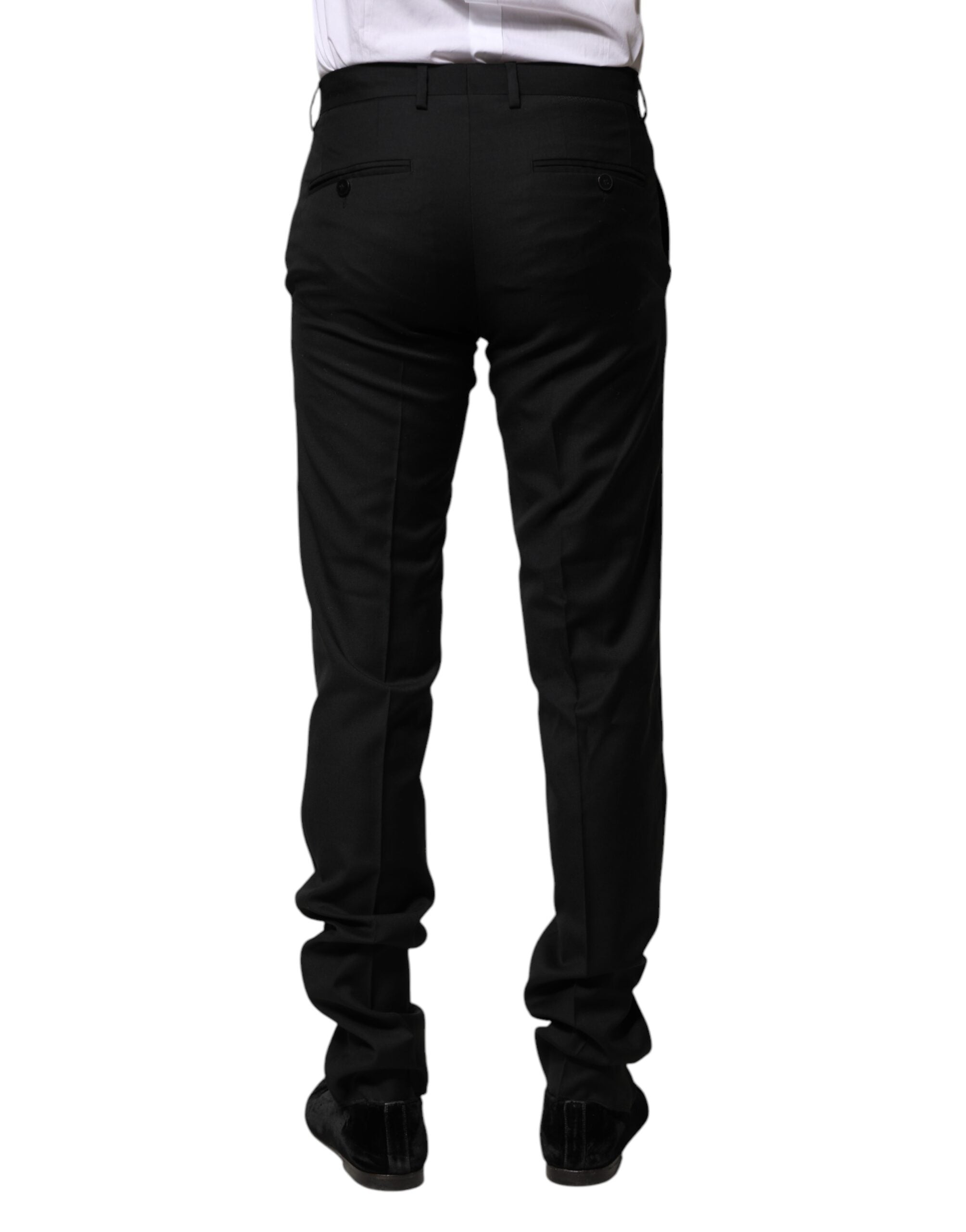 Dolce & Gabbana Black Wool Formal Men Slim Pants Dolce & Gabbana