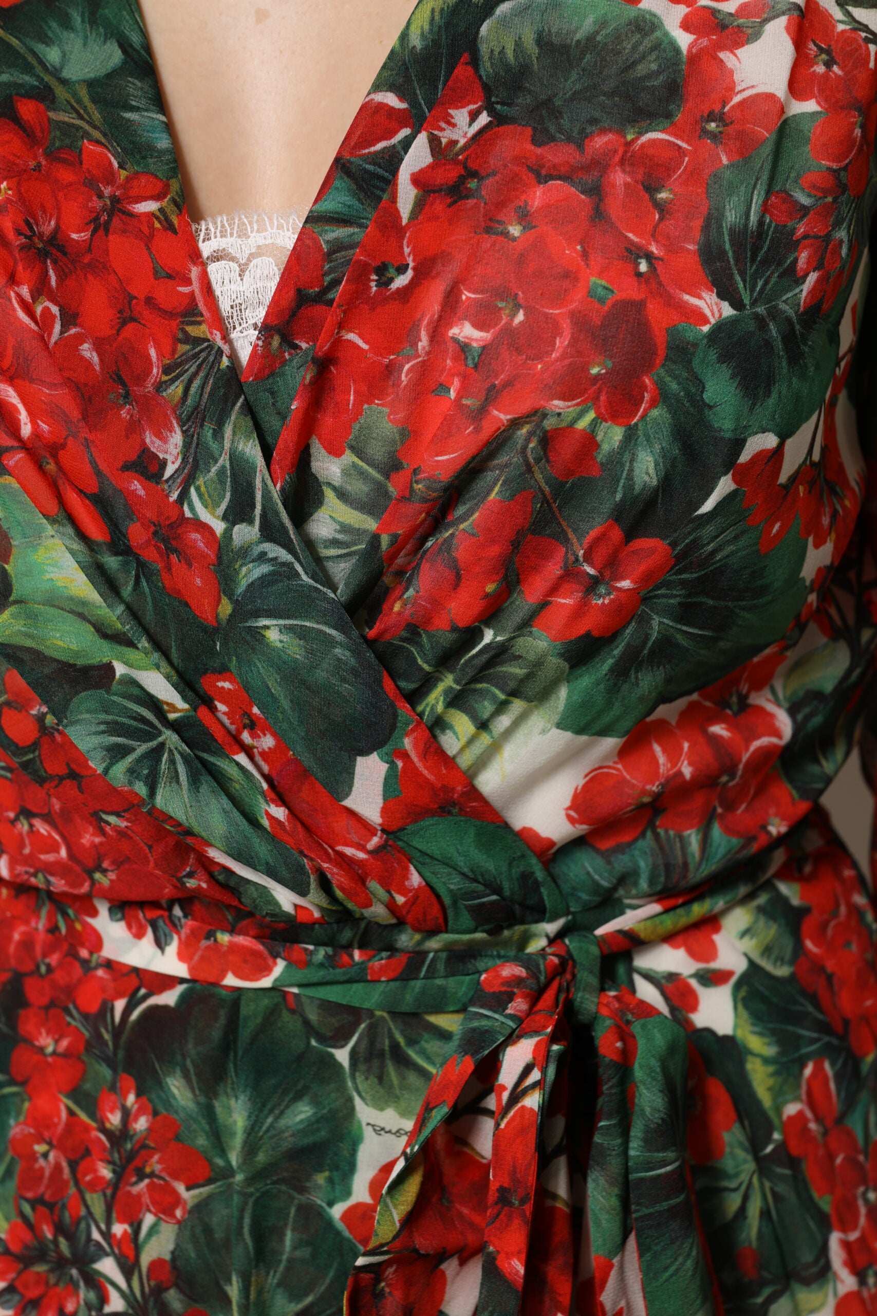Dolce & Gabbana Multicolor Floral Long Sleeves V-neck Dress Dolce & Gabbana