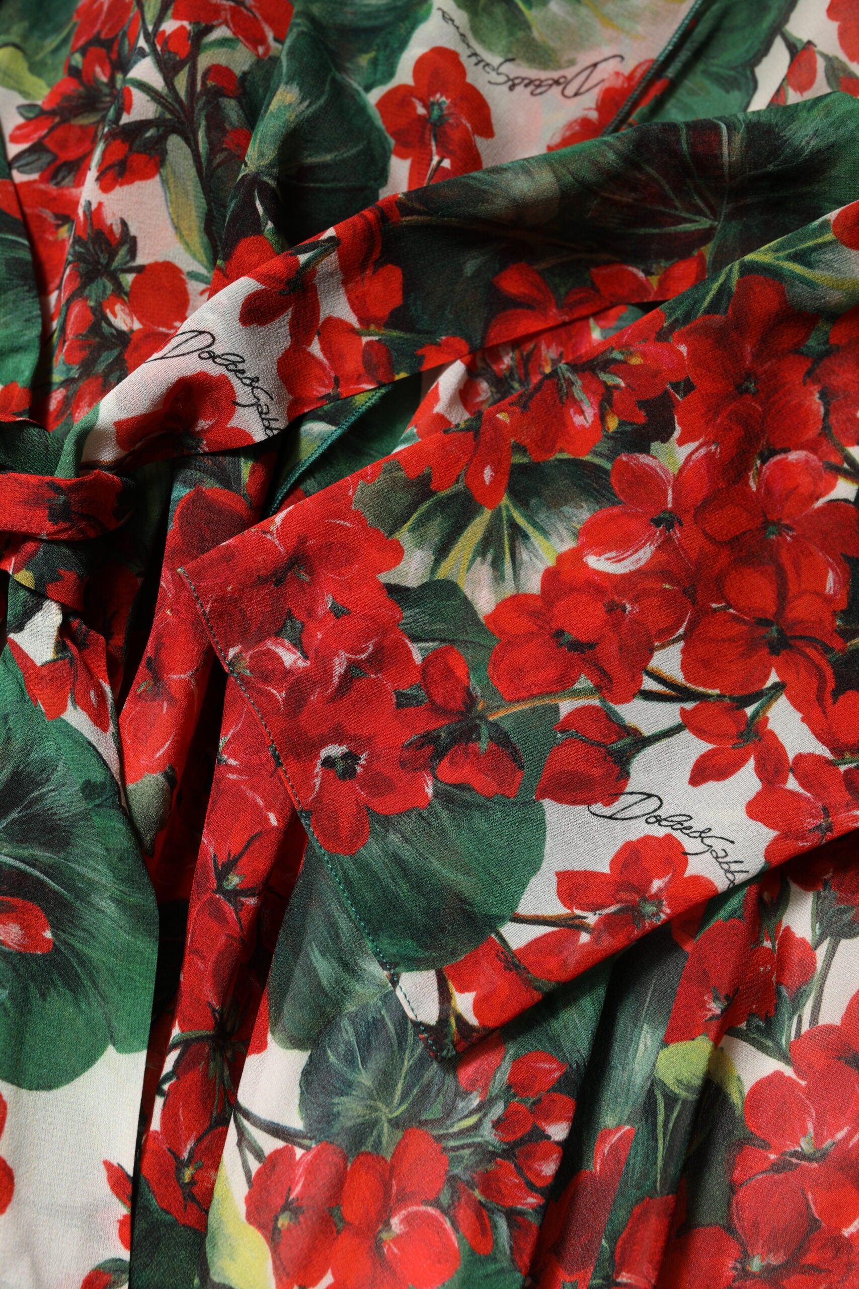 Dolce & Gabbana Multicolor Floral Long Sleeves V-neck Dress Dolce & Gabbana