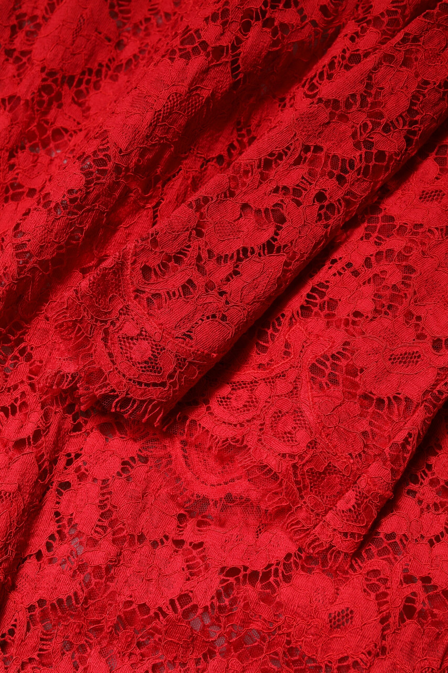 Dolce & Gabbana Red Floral Lace Rhinestone Embellished Dress Dolce & Gabbana