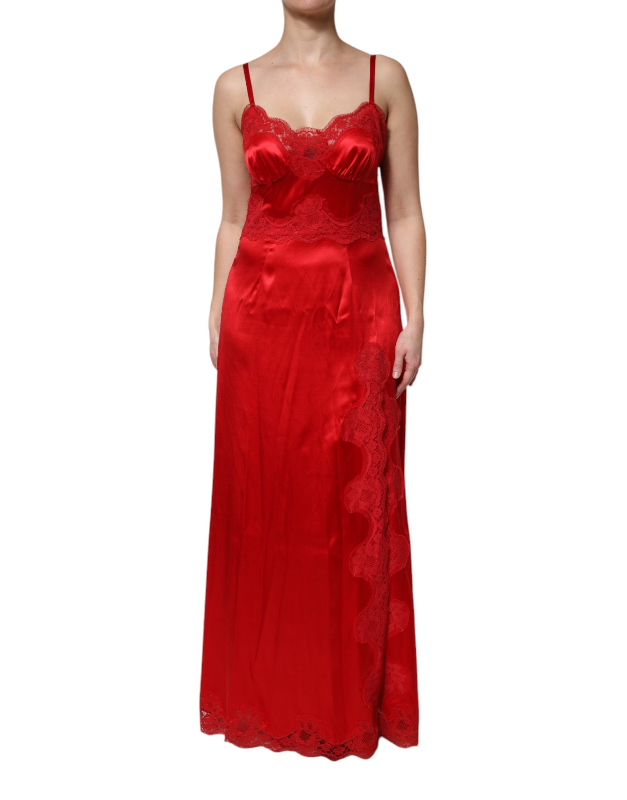 Dolce & Gabbana Red Silk Sleeveless Maxi Long Dress Dolce & Gabbana